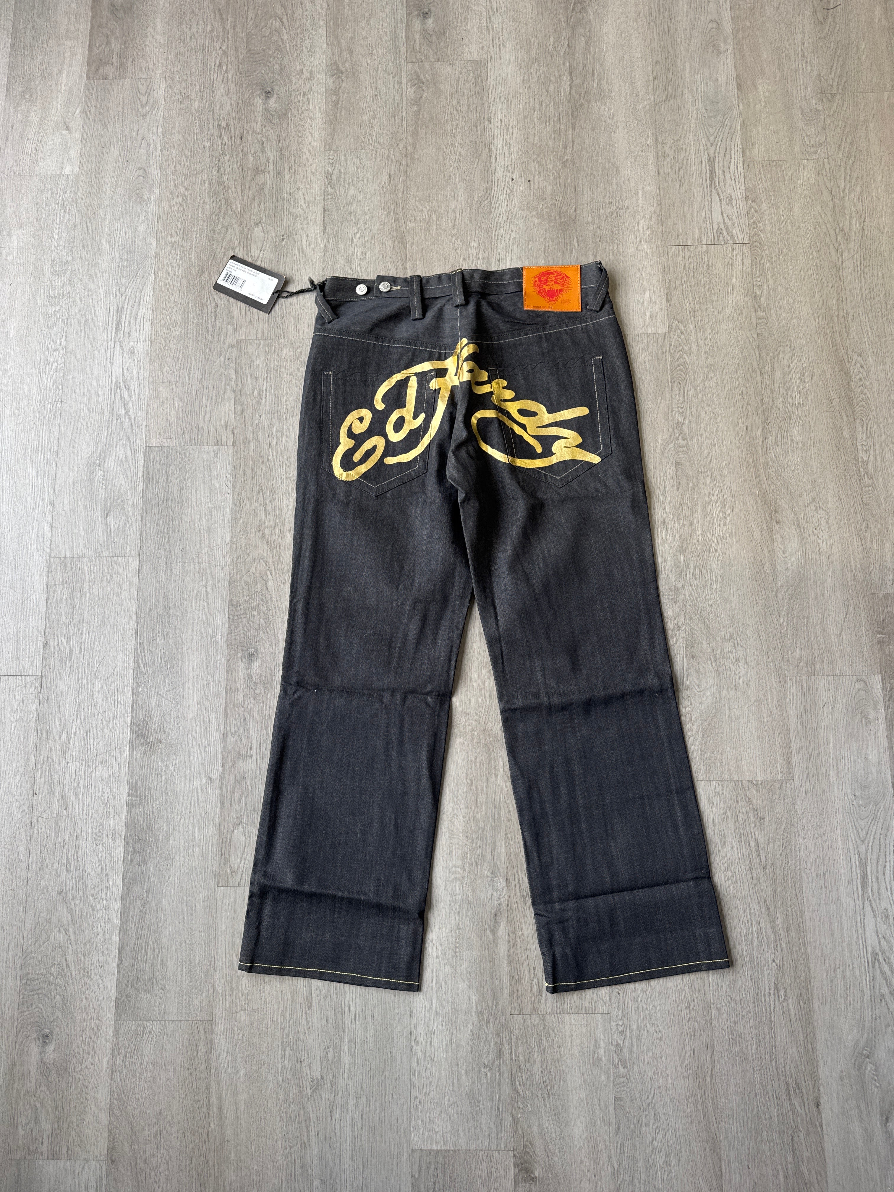 Ed Hardy Gold Foil Denim Pants
