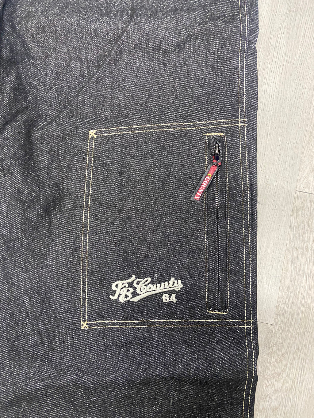FB County Carpenter Zipper Knee Pocket Denim Jeans Pants