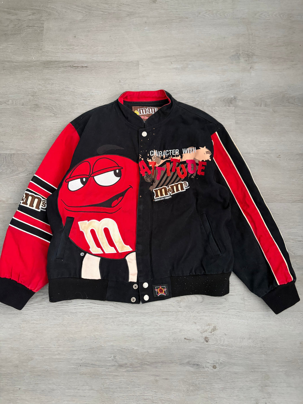 Youth JH Design Vintage Y2K M&M's Character With Attitude Racing Jacket