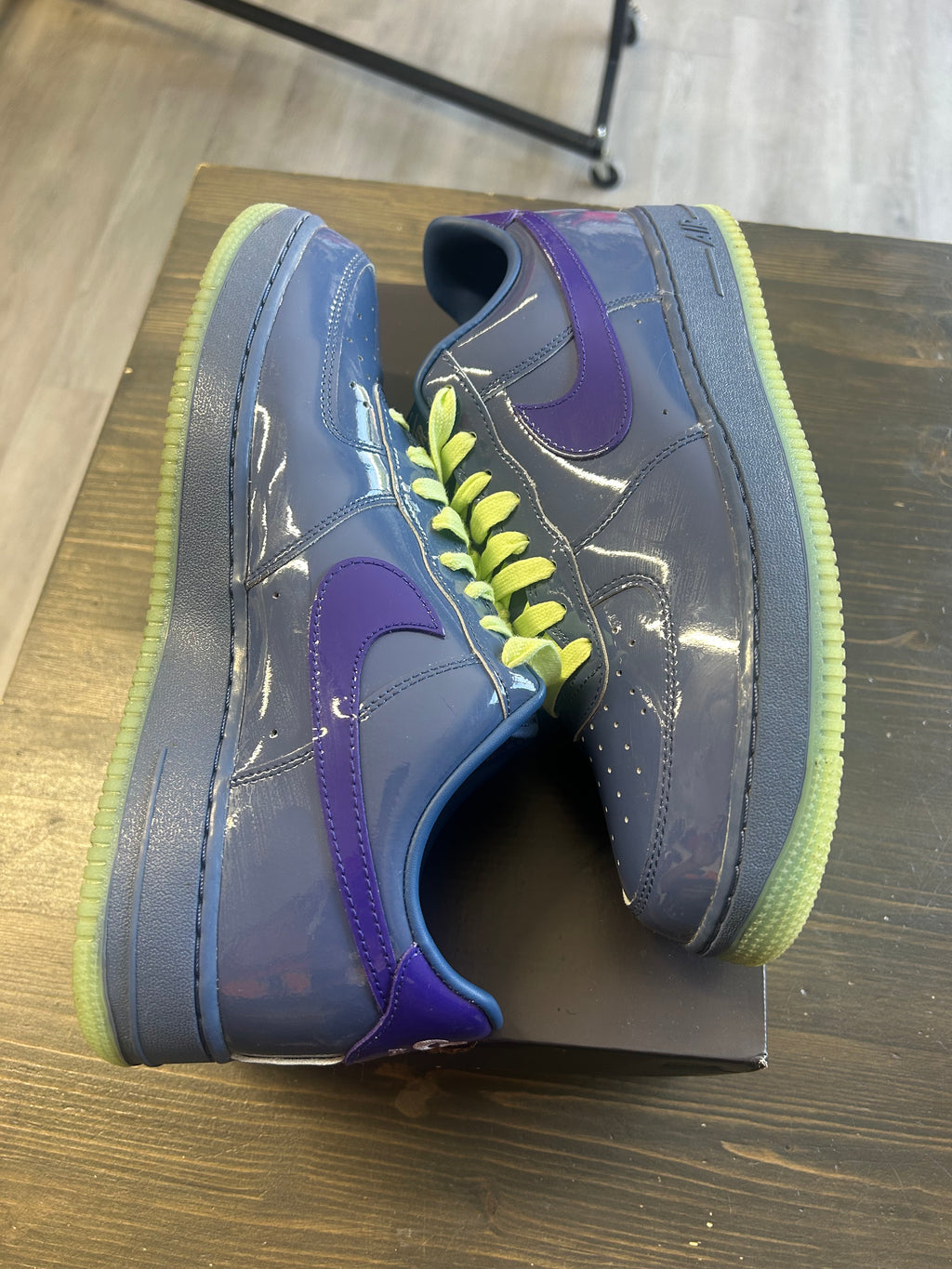 Pre Owned Nike Air Force 1 Low Patent Leather Pack Mystic Navy and Grape Ice