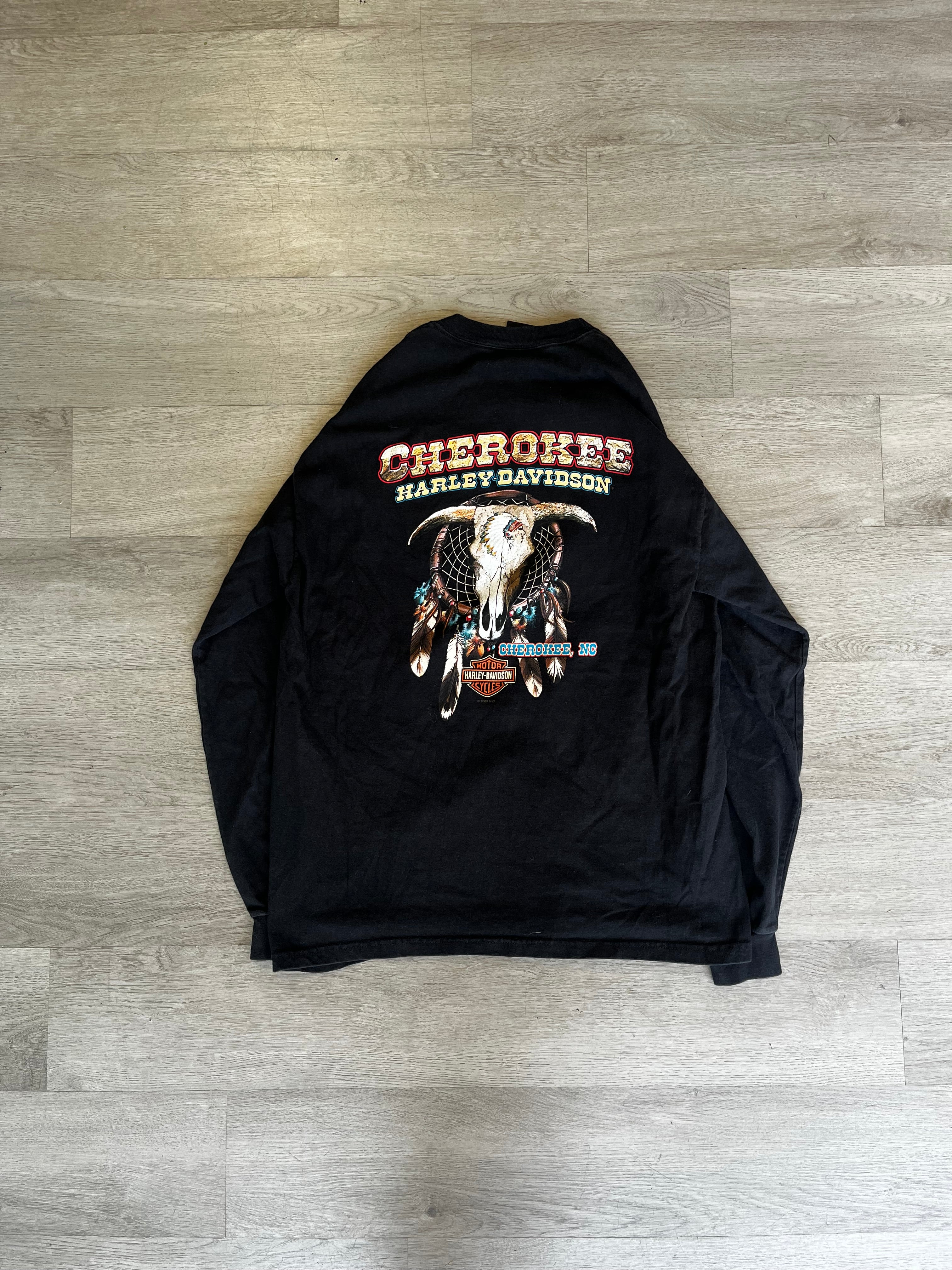 Vintage Harley Davidson Cherokee North Carolina Long Sleeve Tee