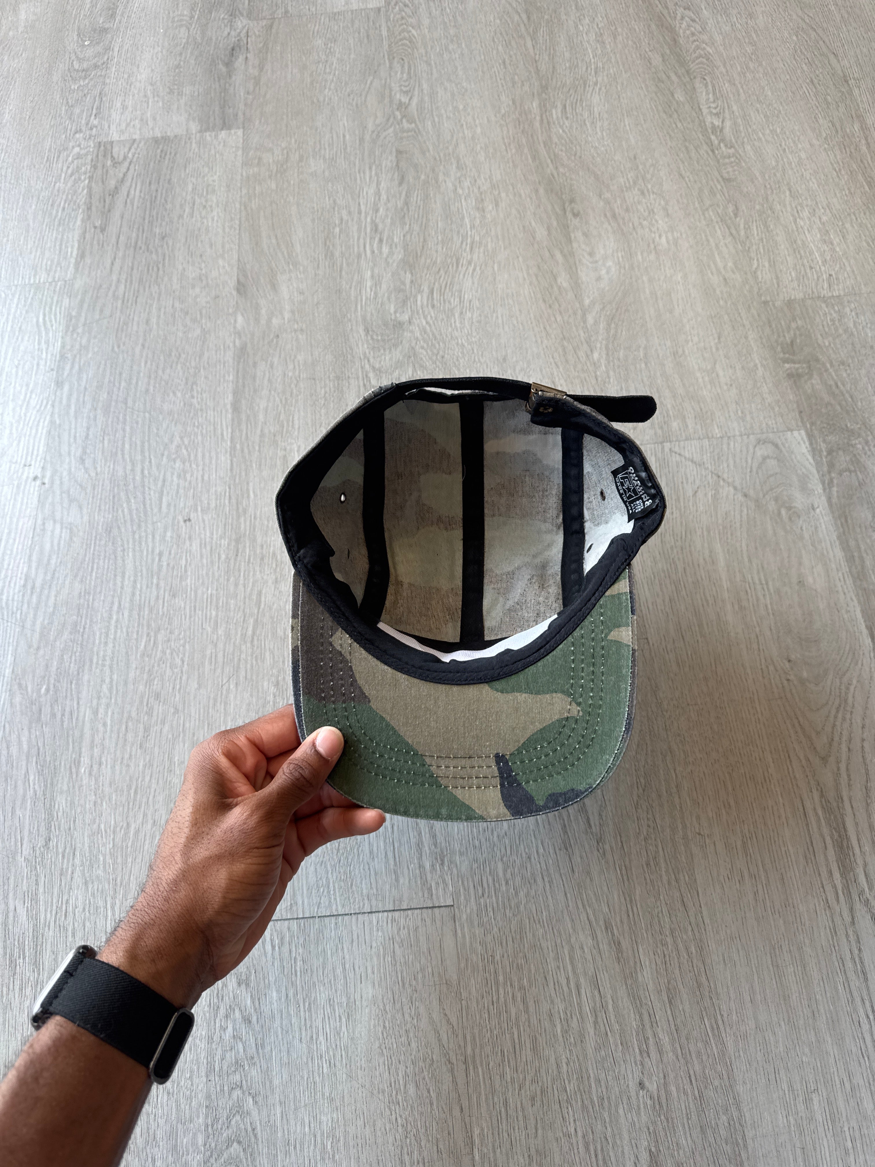 Vintage Military Camo 5-Panel Leather Strapback Hat