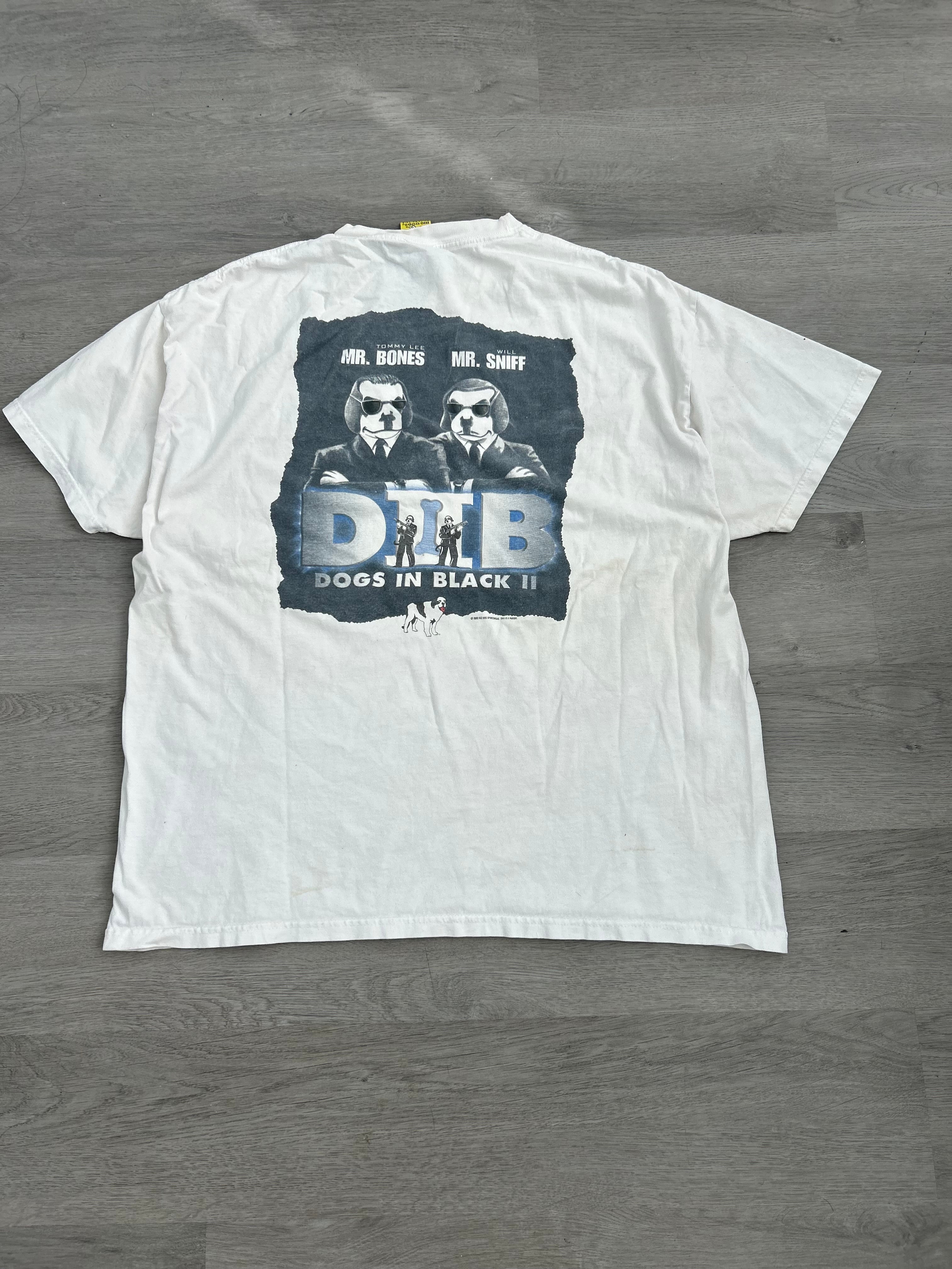 Vintage White Dogs In Black Tee