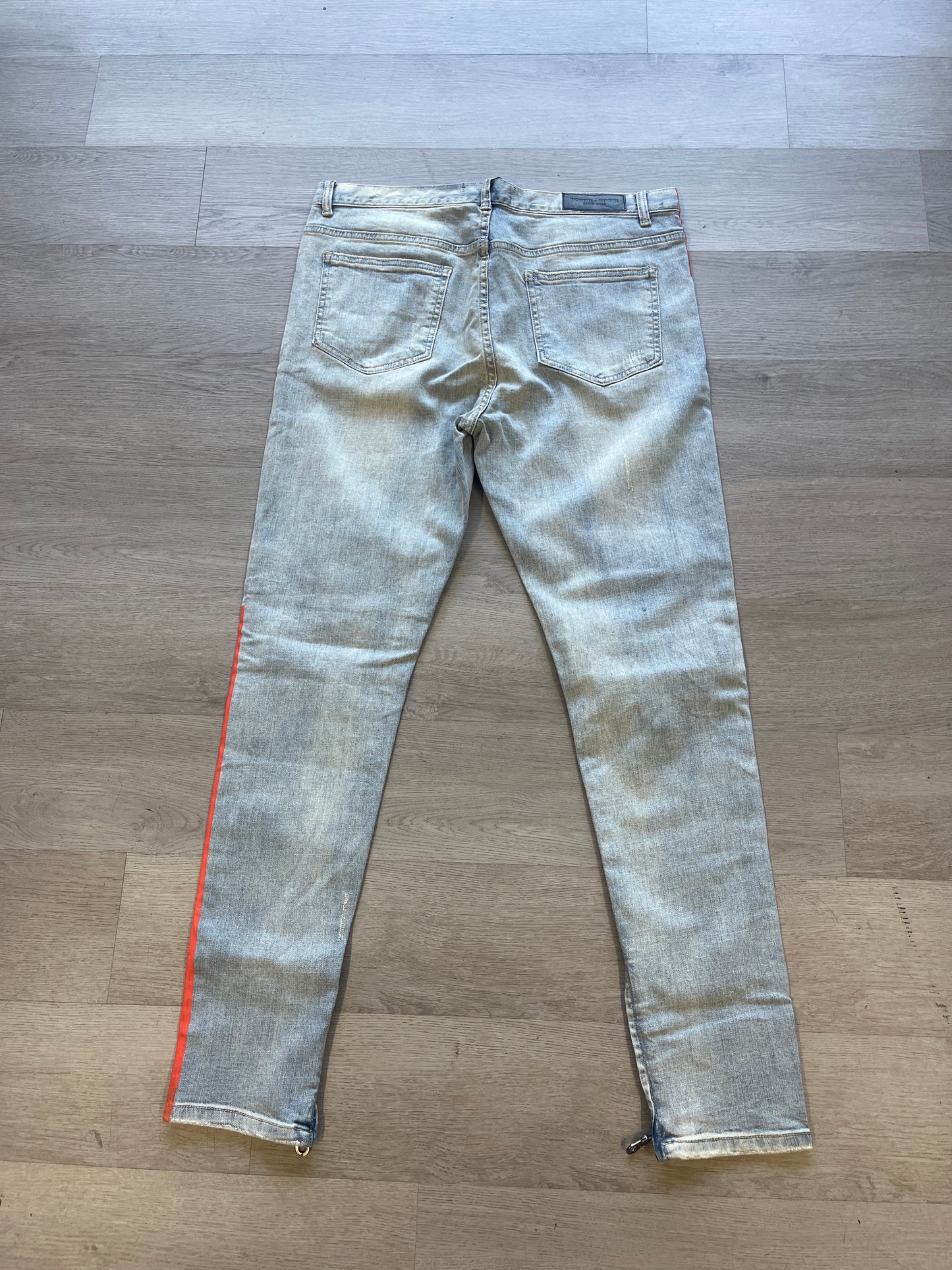 Homme + Femme Light Blue Jeans Orange Stripe