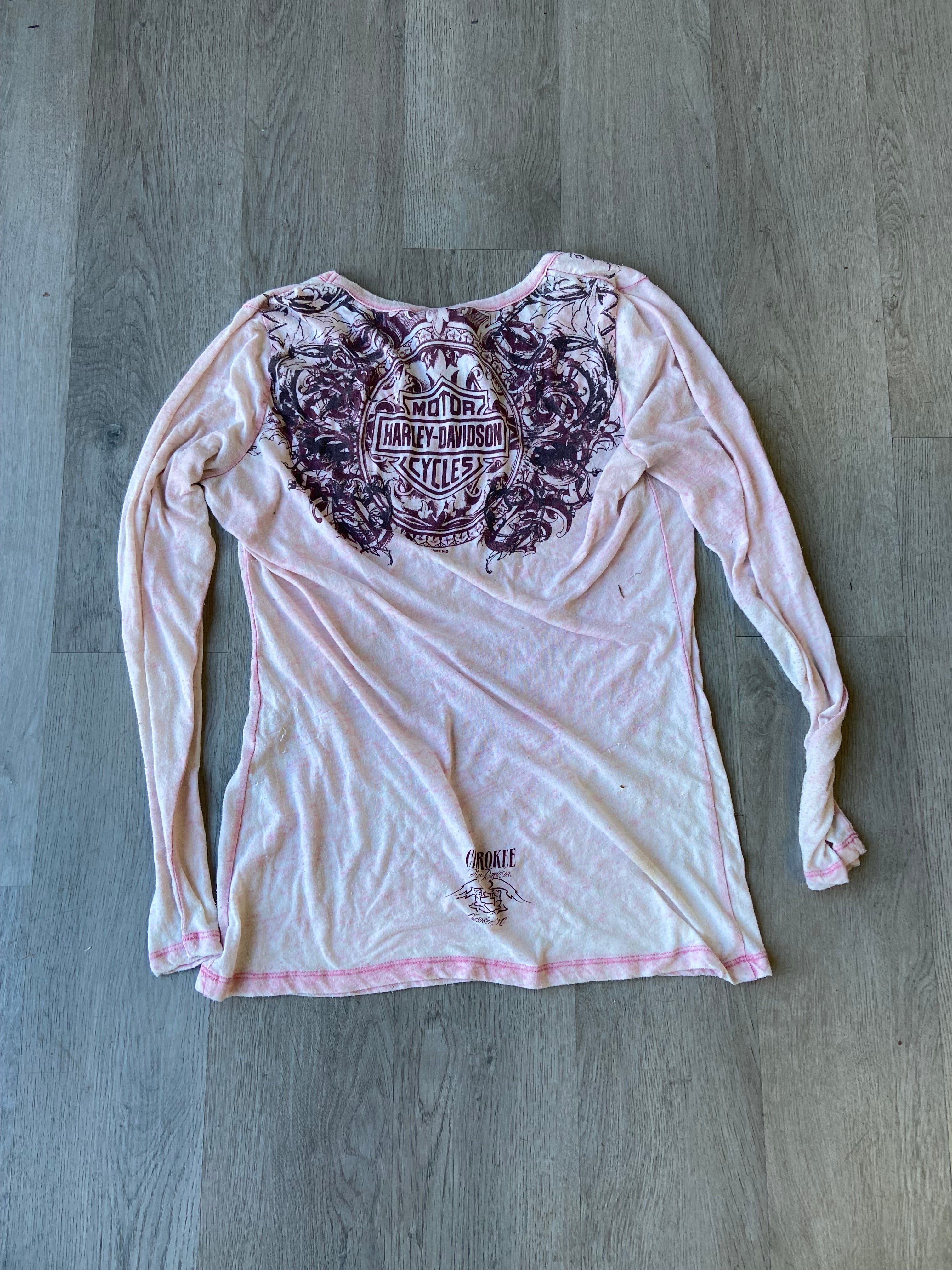 Vintage Harley Davidson Women’s Light Pink Long Sleeve Tee