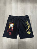Ed Hardy Y2K Skulls Black Fleece Shorts