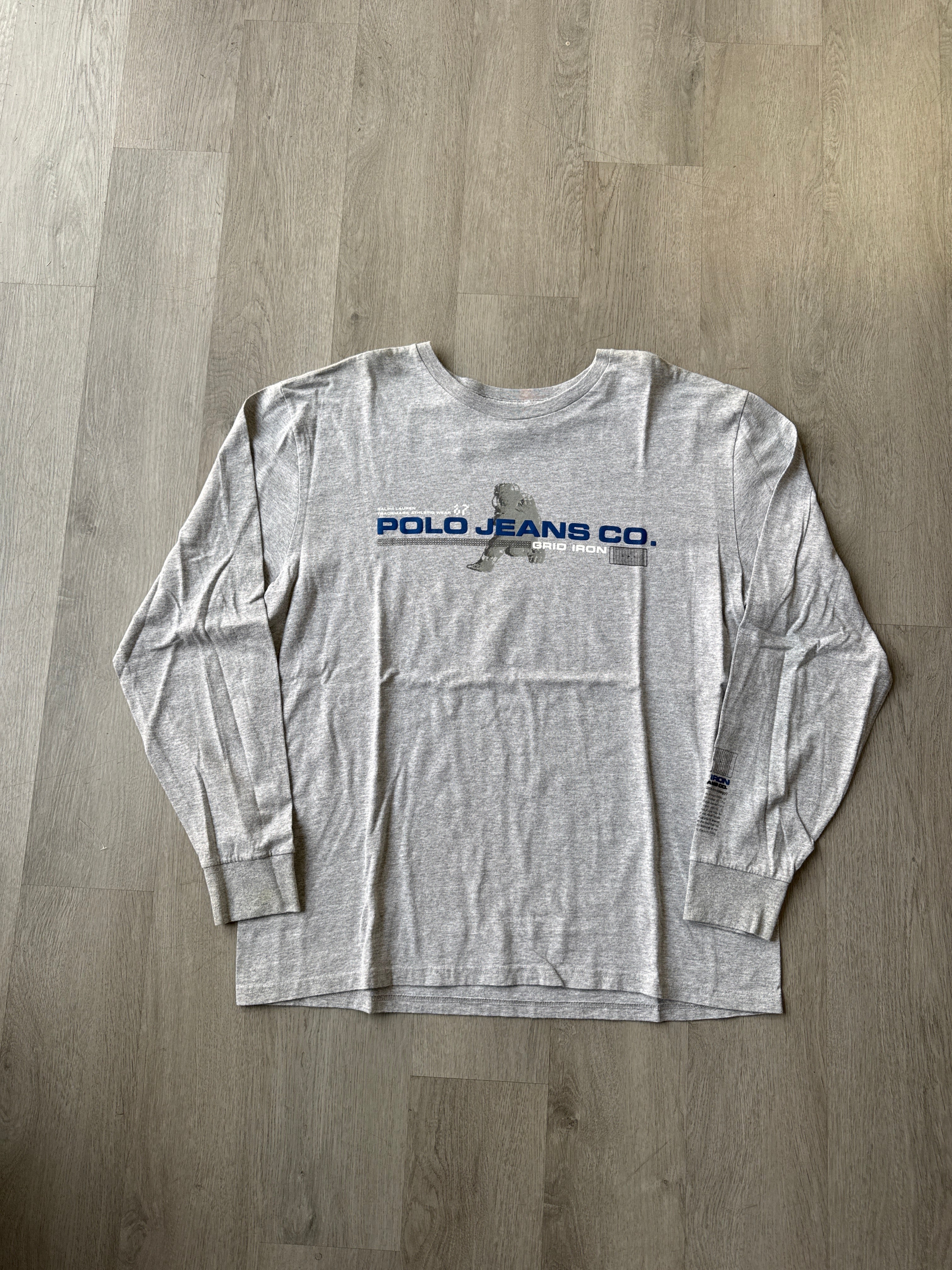Vintage Ralph Lauren Polo Jeans Co. Grid Iron Ironology Long Sleeve Tee