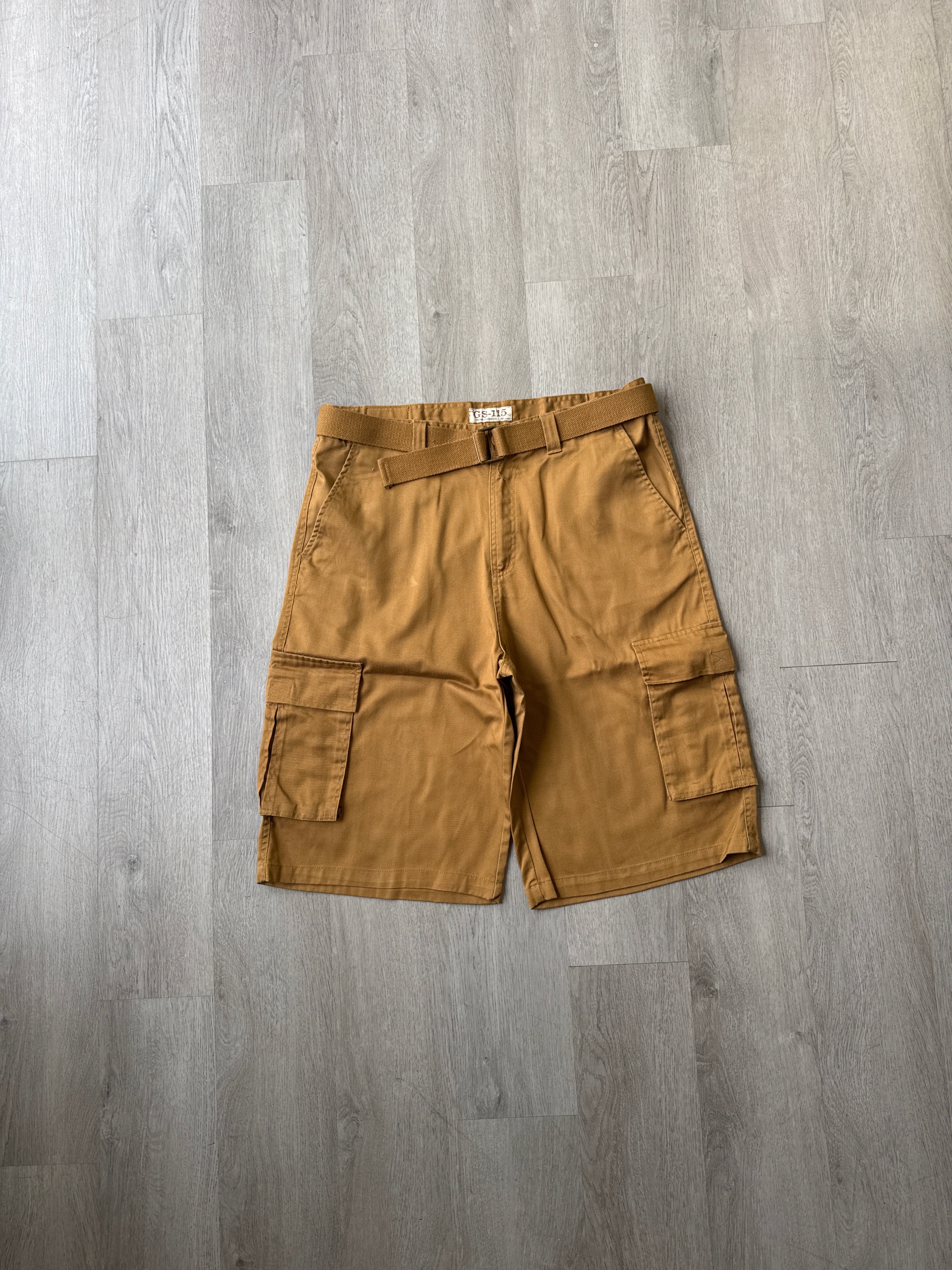 Y2K GS-115 Dark Tan Baggy Cargo Shorts