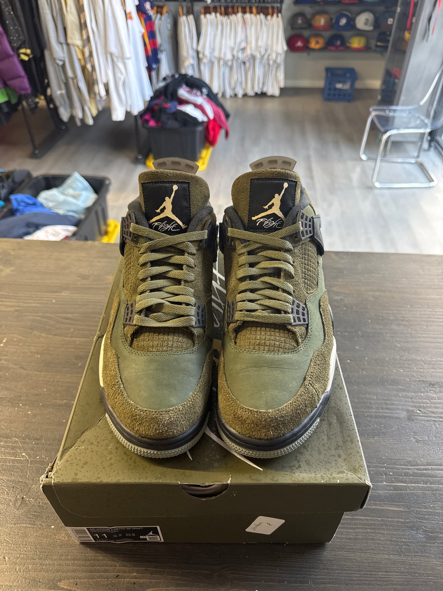 Pre-owned Jordan Retro 4 Craft Medium Olive