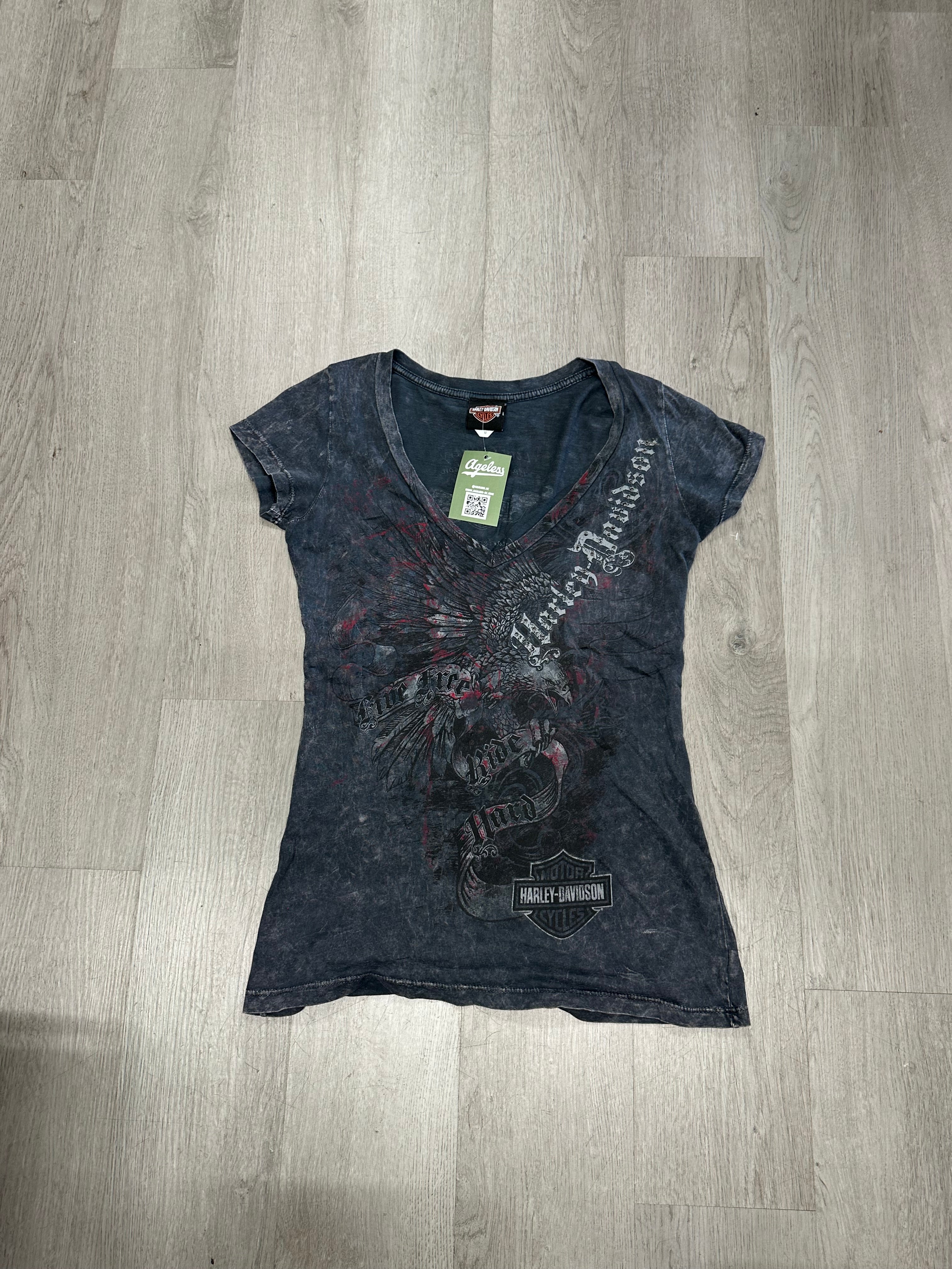 Women’s Harley Davidson Live Free Ride Hard V Neck Tee