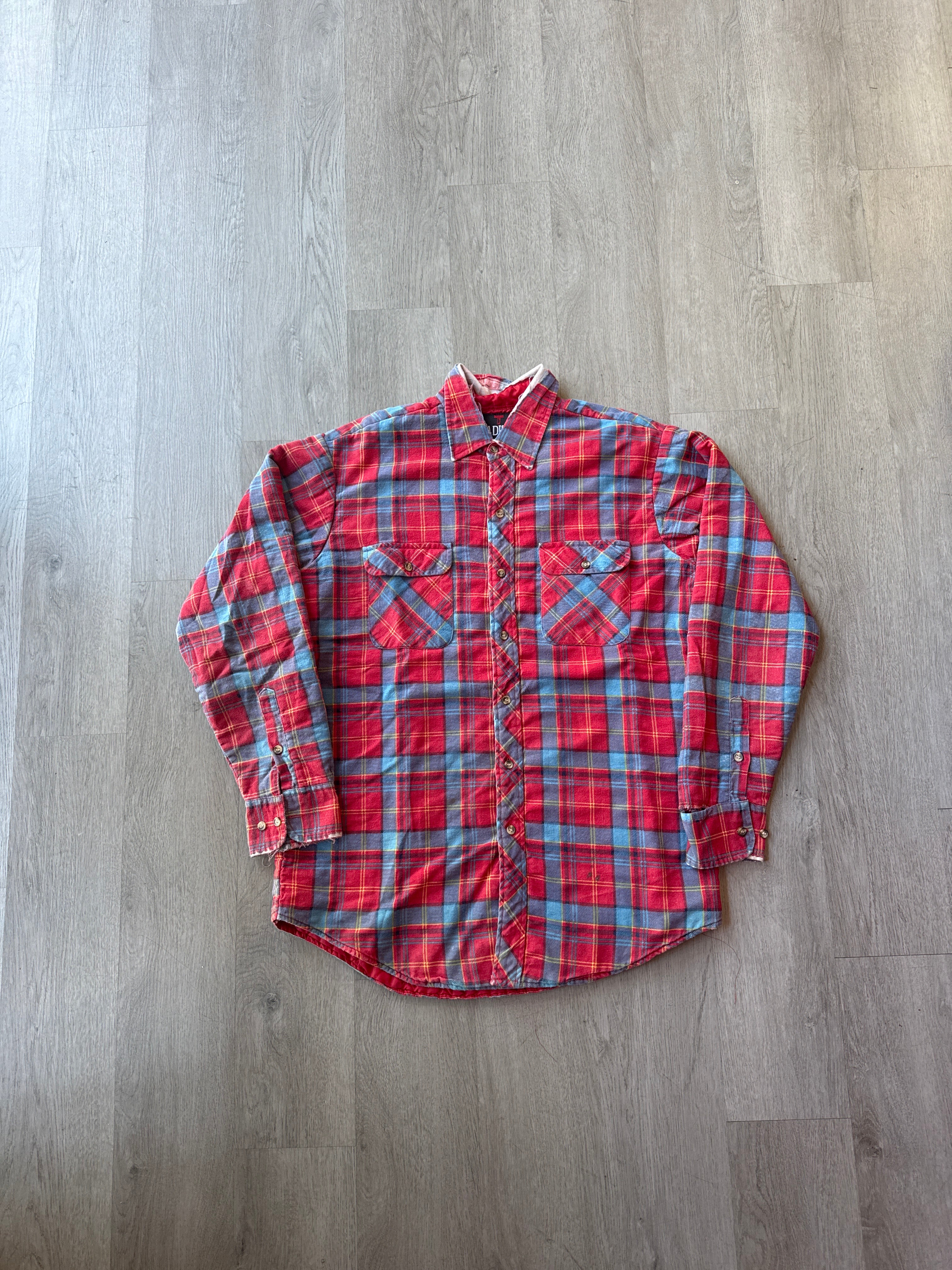 Vintage 90s Tradition Distressed Plaid Quilted Lined Flannel