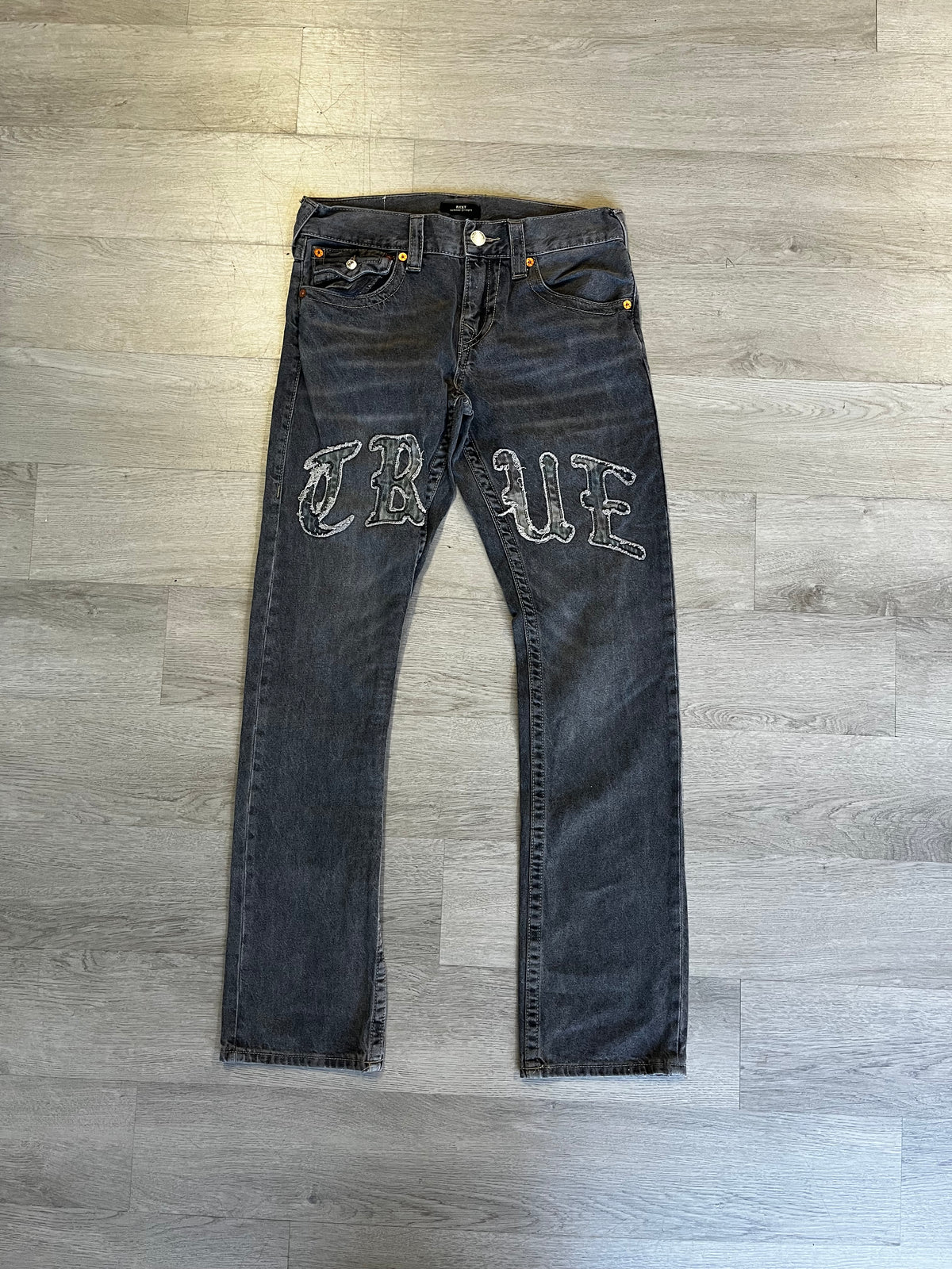True Religion Ricky Logo Appliqué Straight Jean