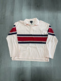 Pink Coral Collar Stripe Longsleeve Shirt
