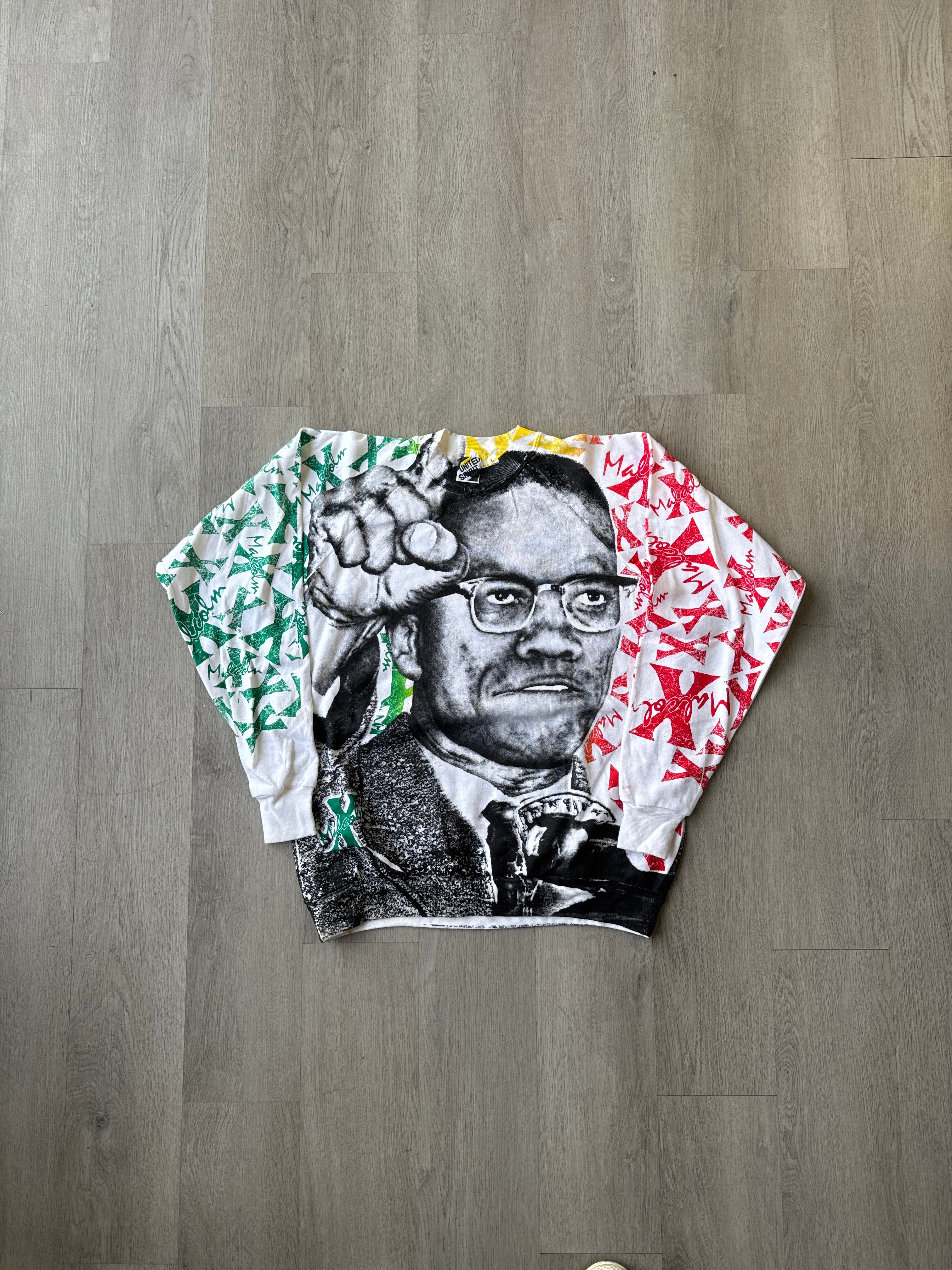 Vintage 90s Malcolm X All Over Print Sweatshirt