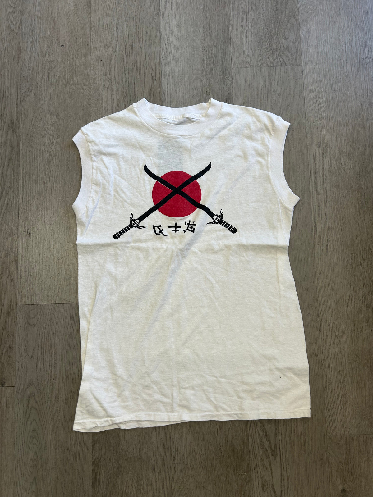 White Sleeveless Double Katana Tee