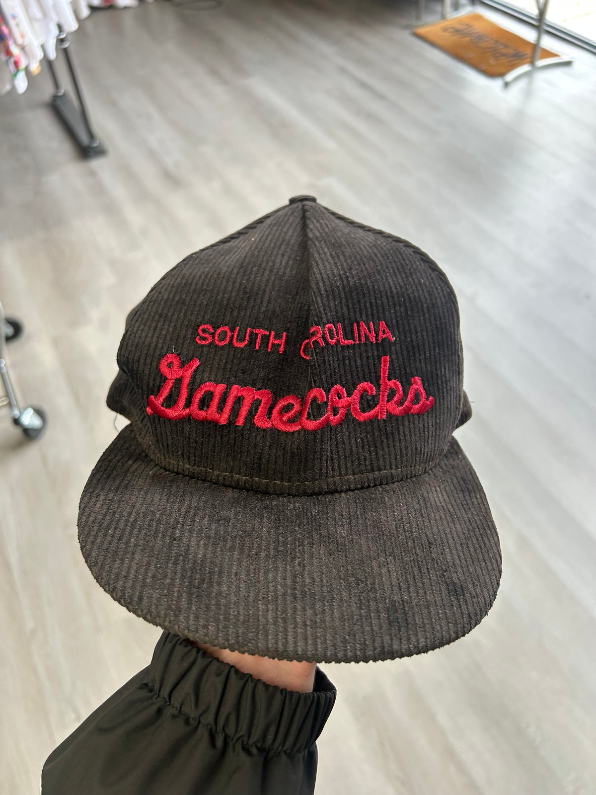 Vintage Black Corduroy Carolina Gamecocks SnapBack Hat