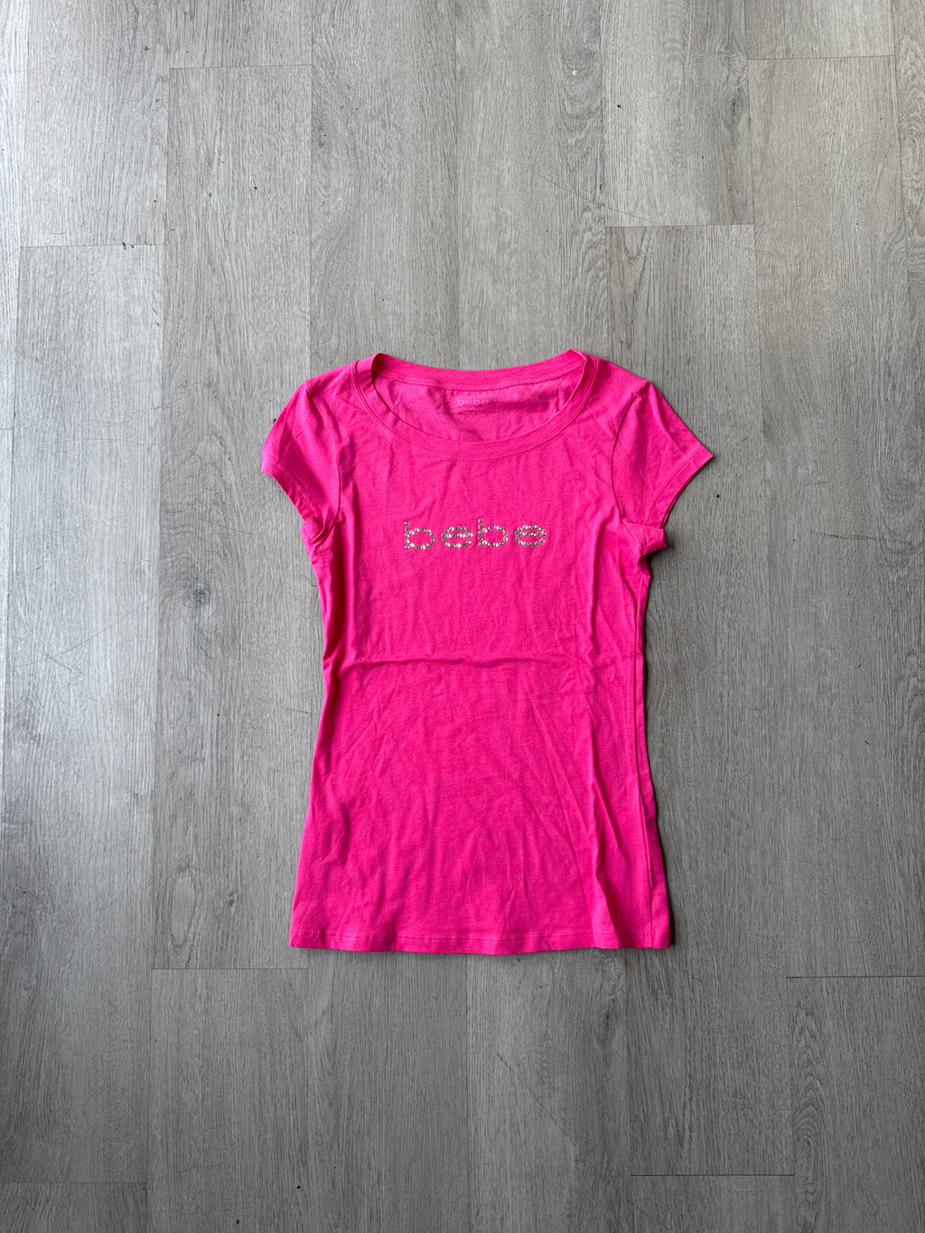 Y2K Women’s Bebe Bedazzled Logo Pink Tee