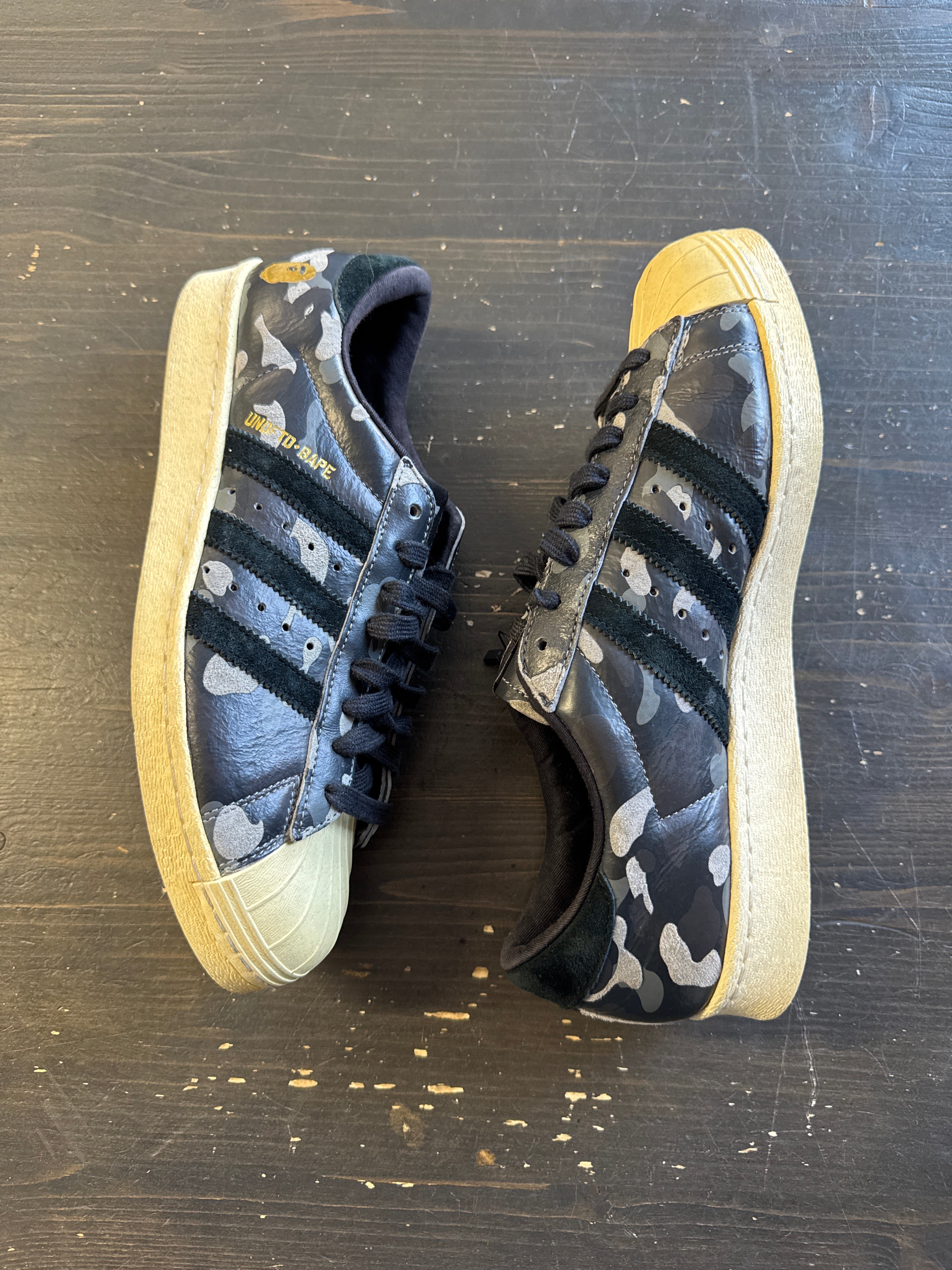 Pre-owned Adidas Superstar 80s Undefeated Bape A Bathing Ape Black Camo