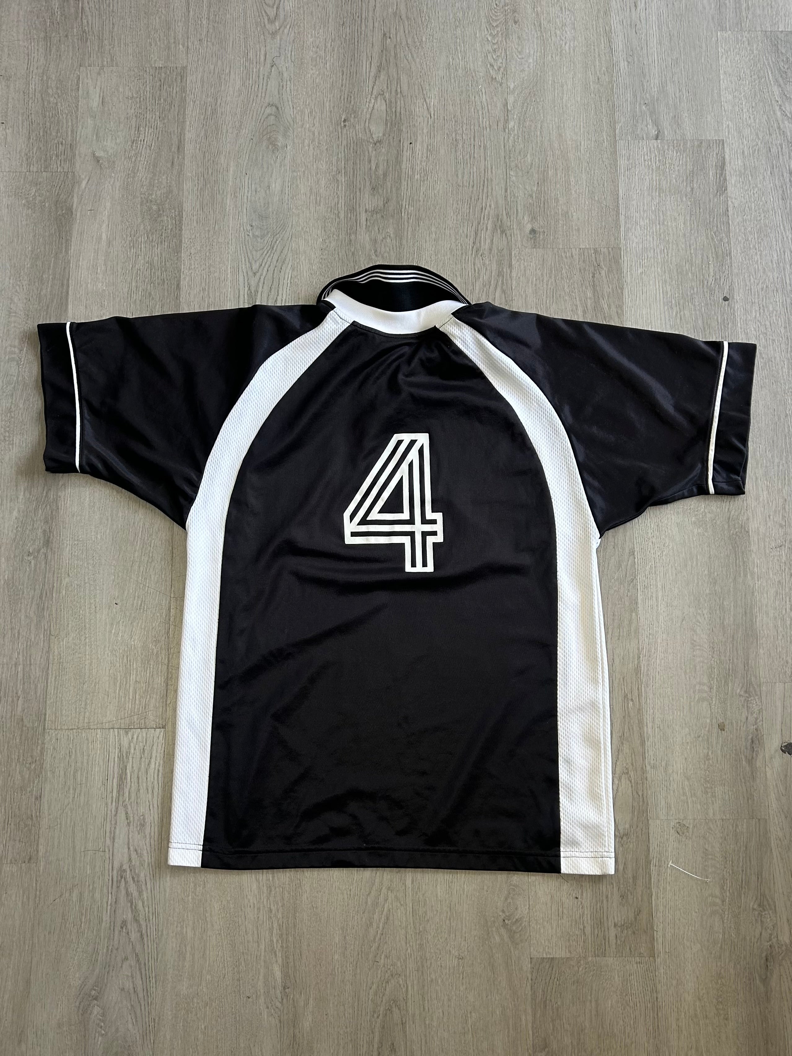 Vintage Adidas Black White Striped Soccer Jersey