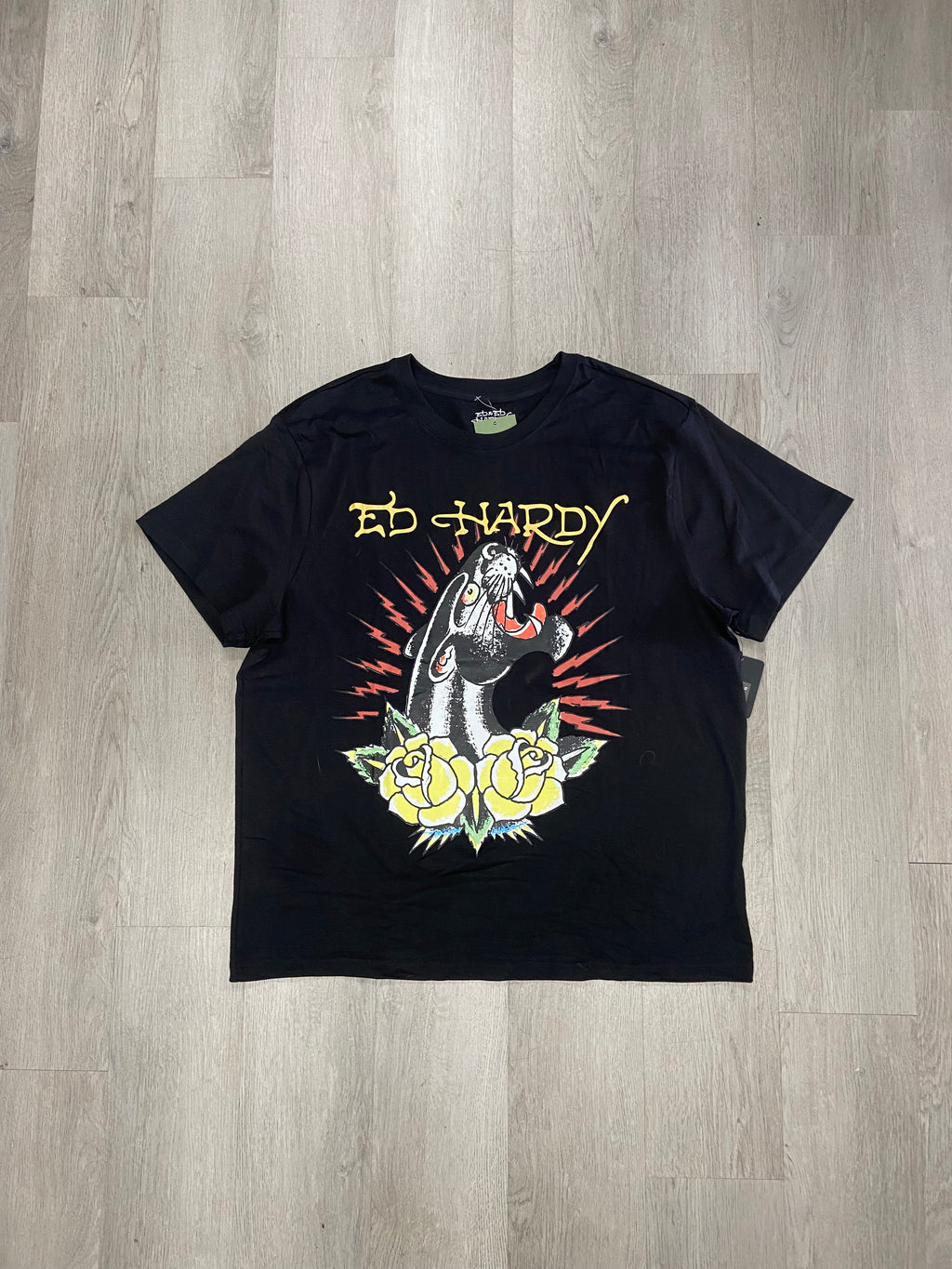 Black Ed Hardy Panther Print Tee