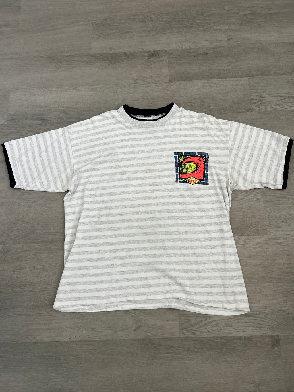 Vintage Grey Striped Lighting Bolt Tee
