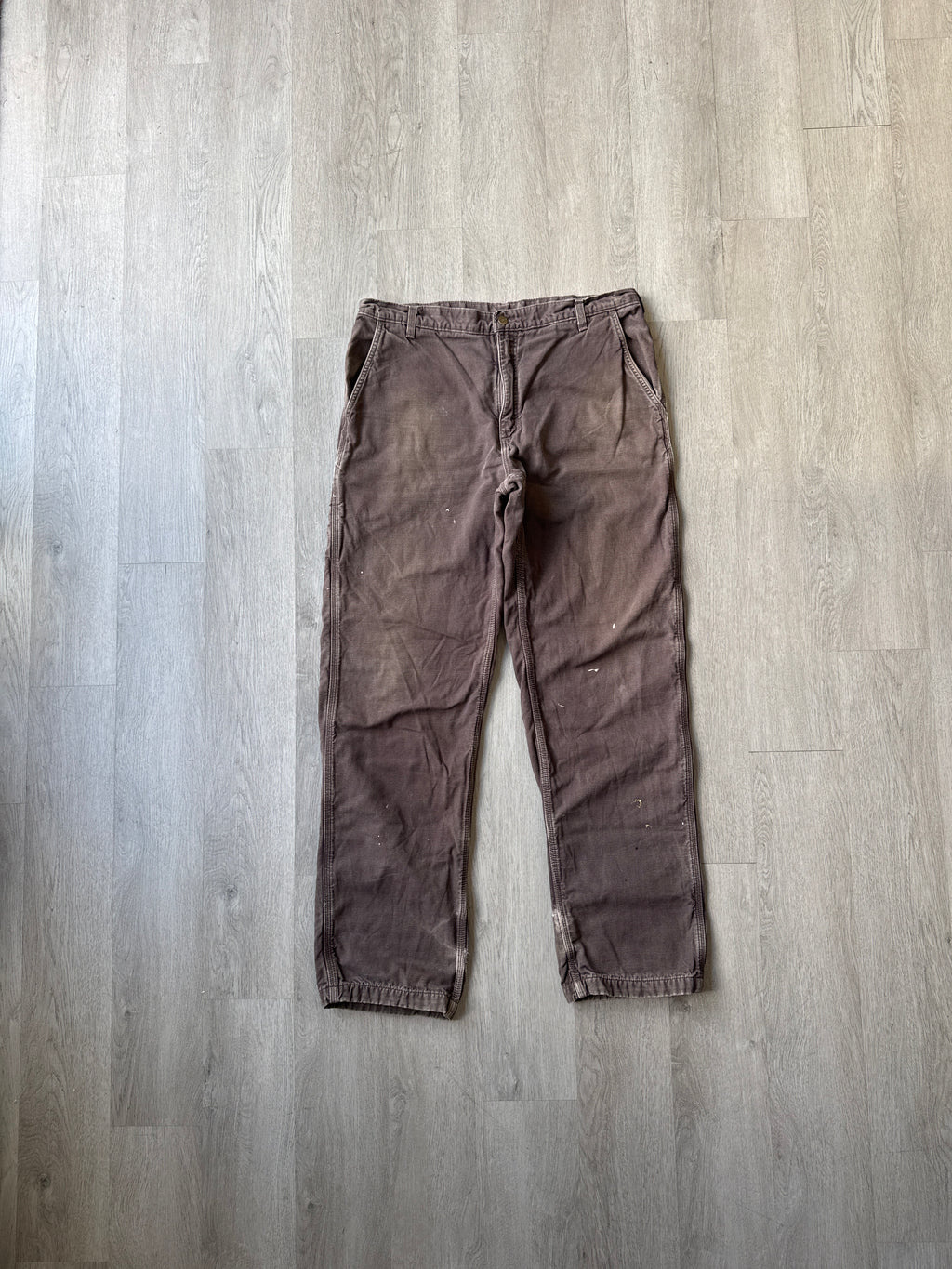 Vintage Carhartt Dungaree Fit Flannel Lined Brown Carpenter Pants