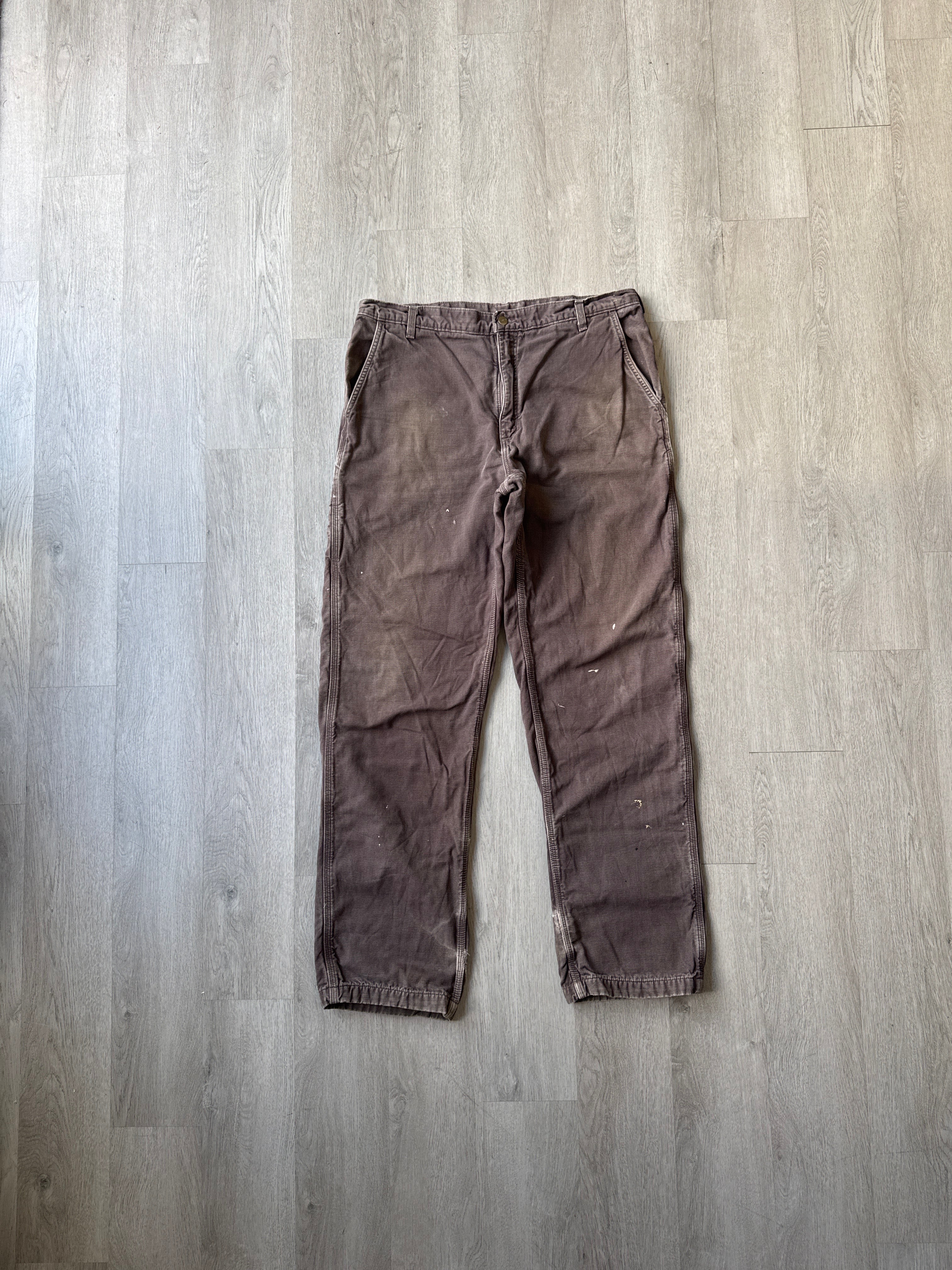 Vintage Carhartt Dungaree Fit Flannel Lined Brown Carpenter Pants