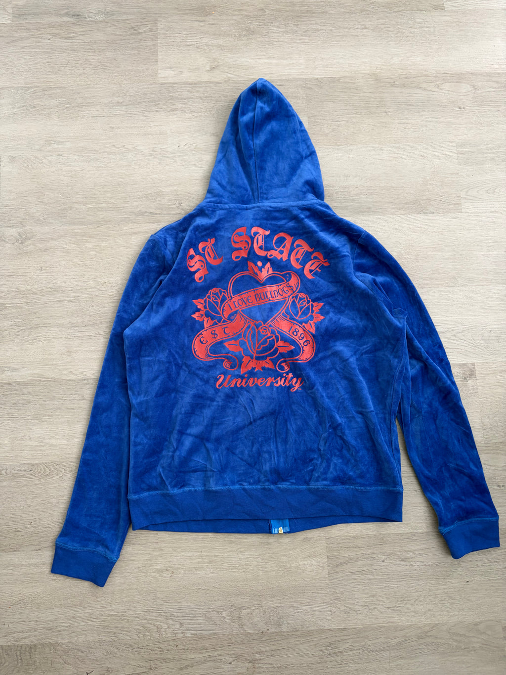 Women’s Y2K Blue South Carolina State Velour Zip Up Hoodie