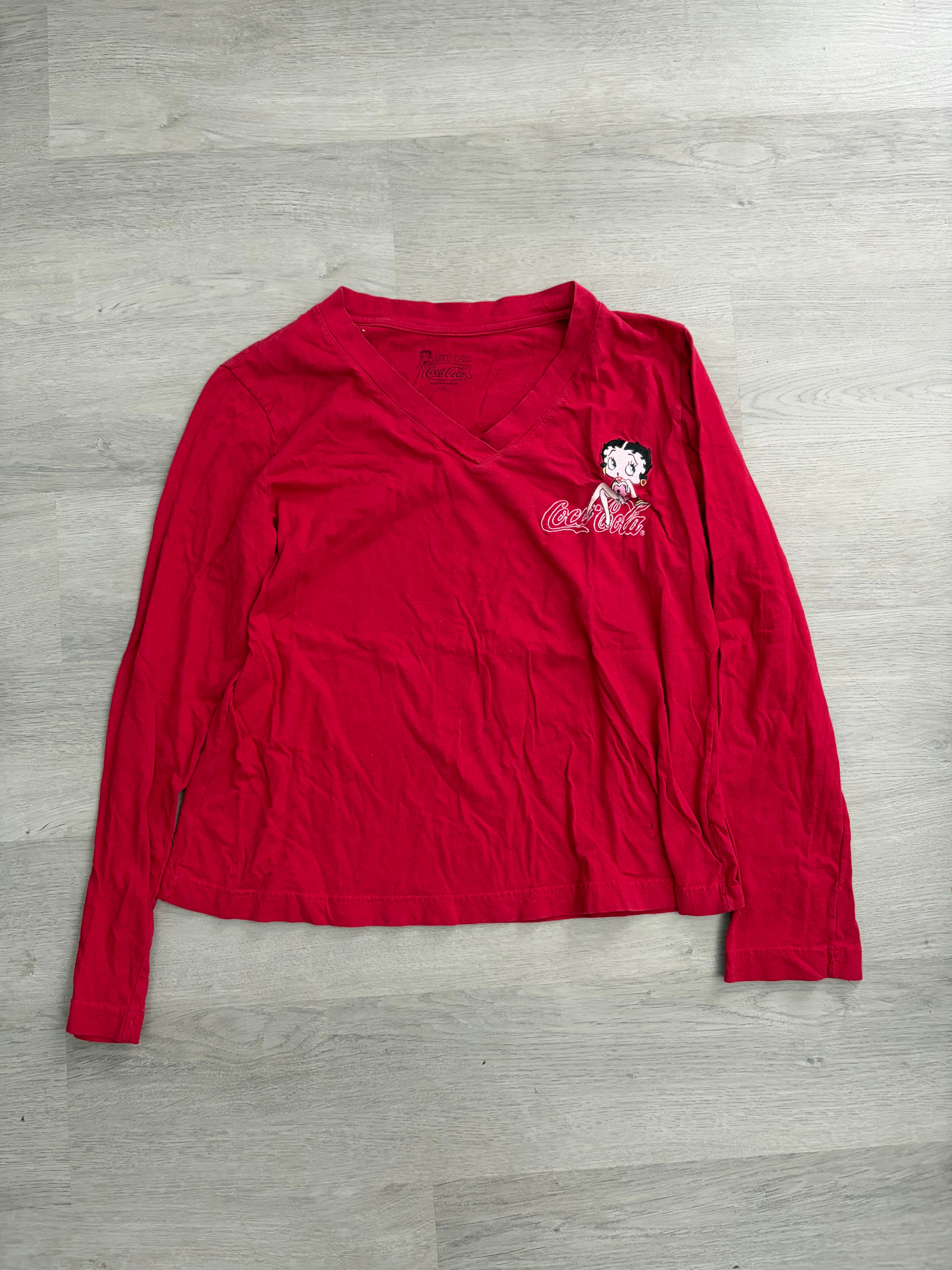 Women’s Red Betty Boop Coca-Cola Long Sleeve Tee