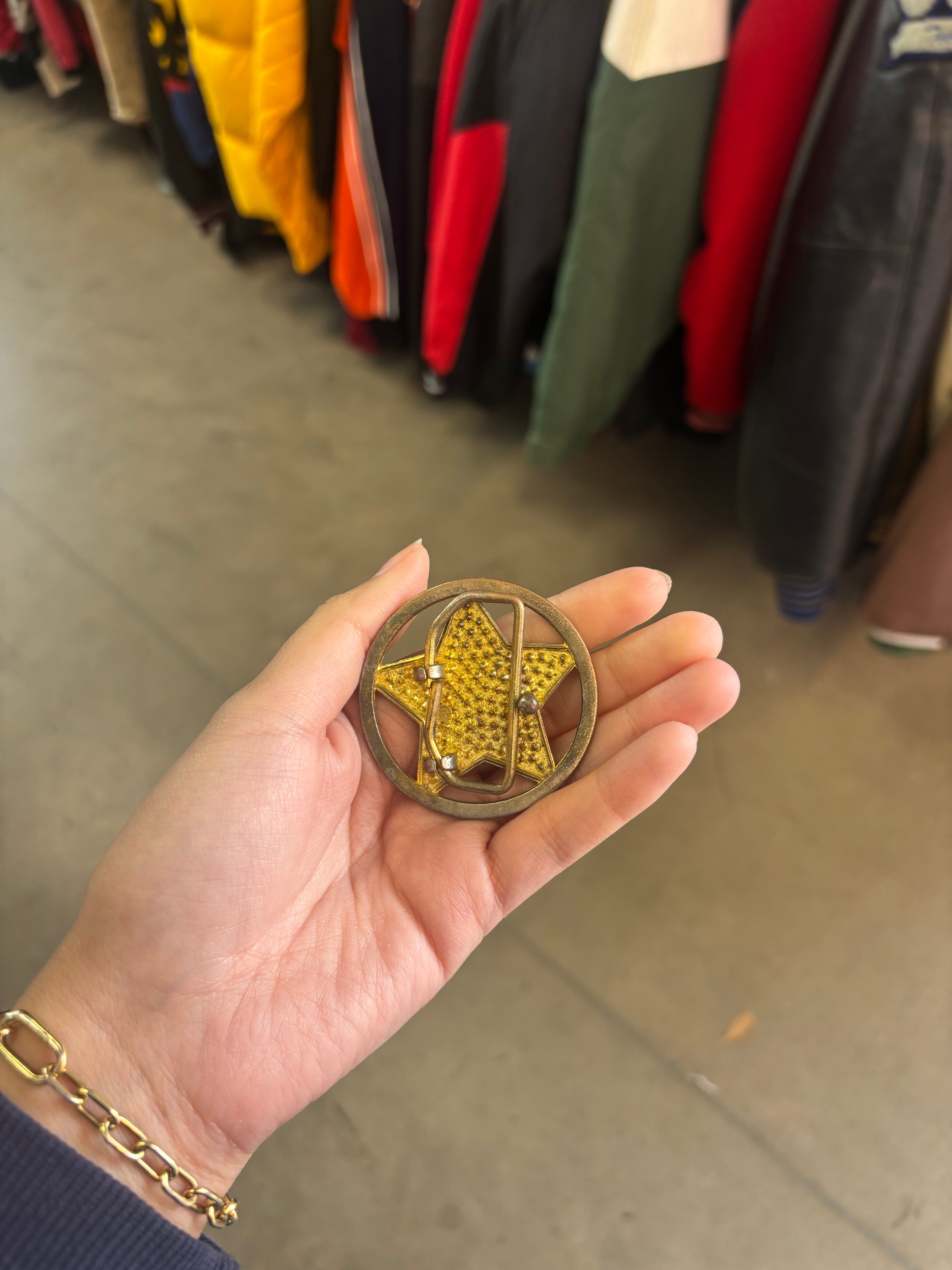 Vintage Gold Bedazzled Star Belt Buckle