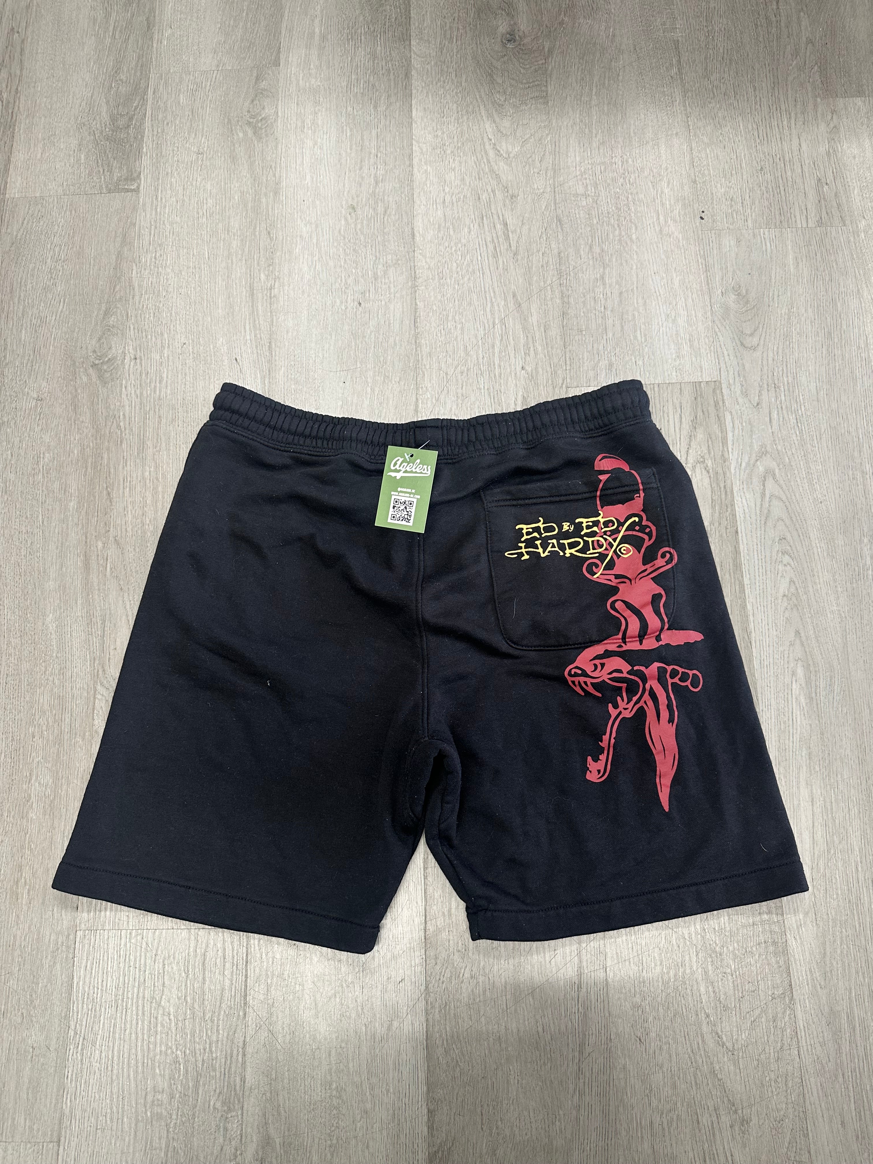 Ed Hardy Y2K Skulls Black Fleece Shorts