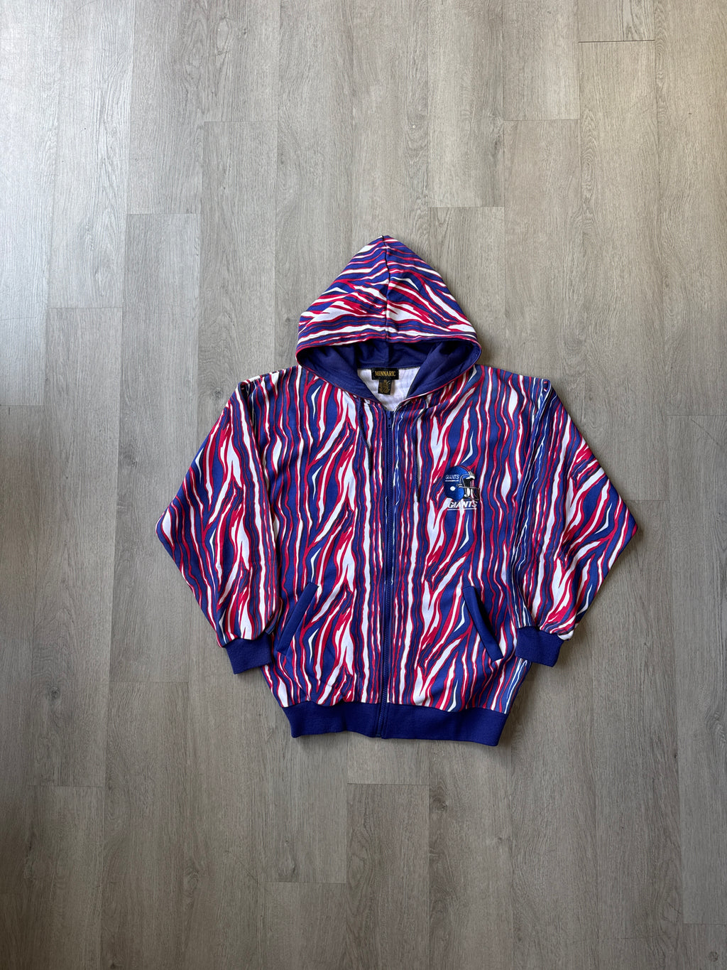 Vintage 90s New York Giants Zebra Hooded Zip Up