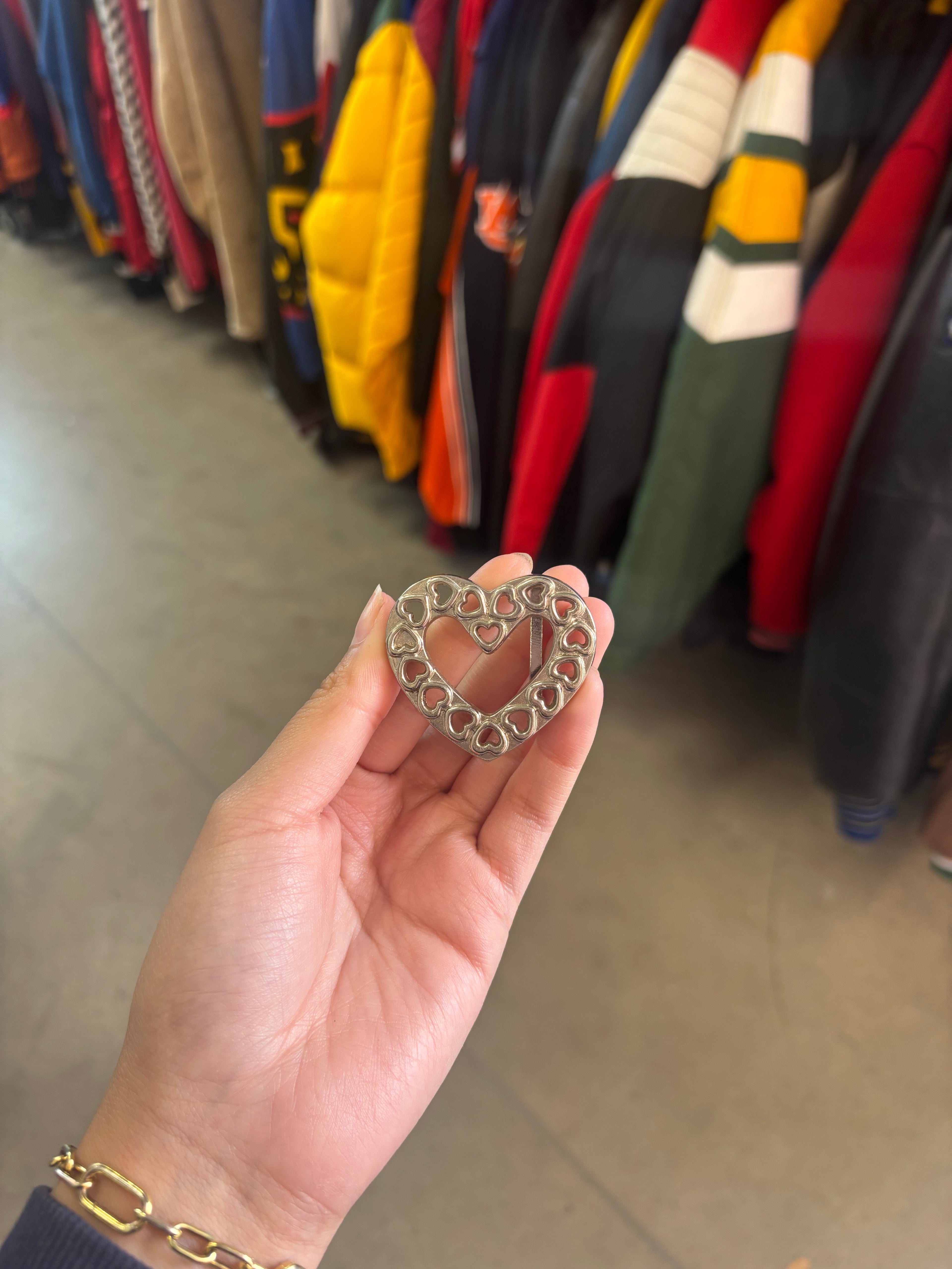 Vintage Silver Heart Belt Buckle