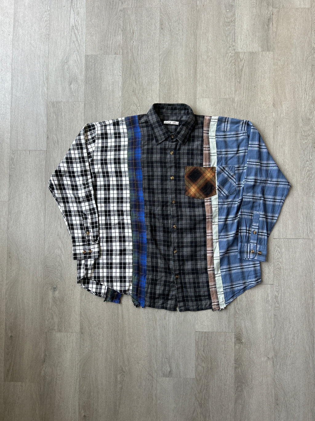 Needles Rebuild By Needles 7 Cut Reworked Flannel Button Up Shirt