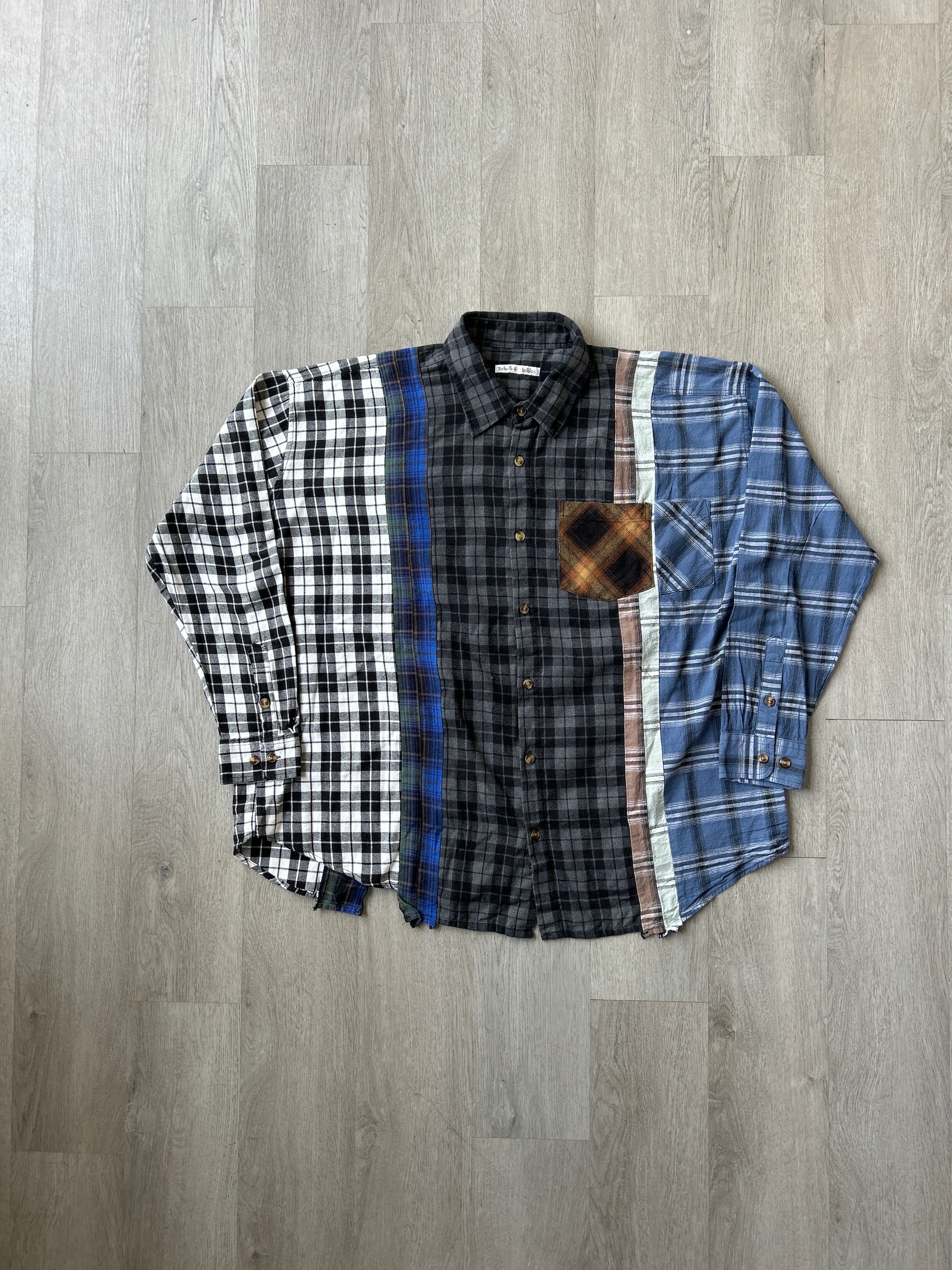 Needles Rebuild By Needles 7 Cut Reworked Flannel Button Up Shirt