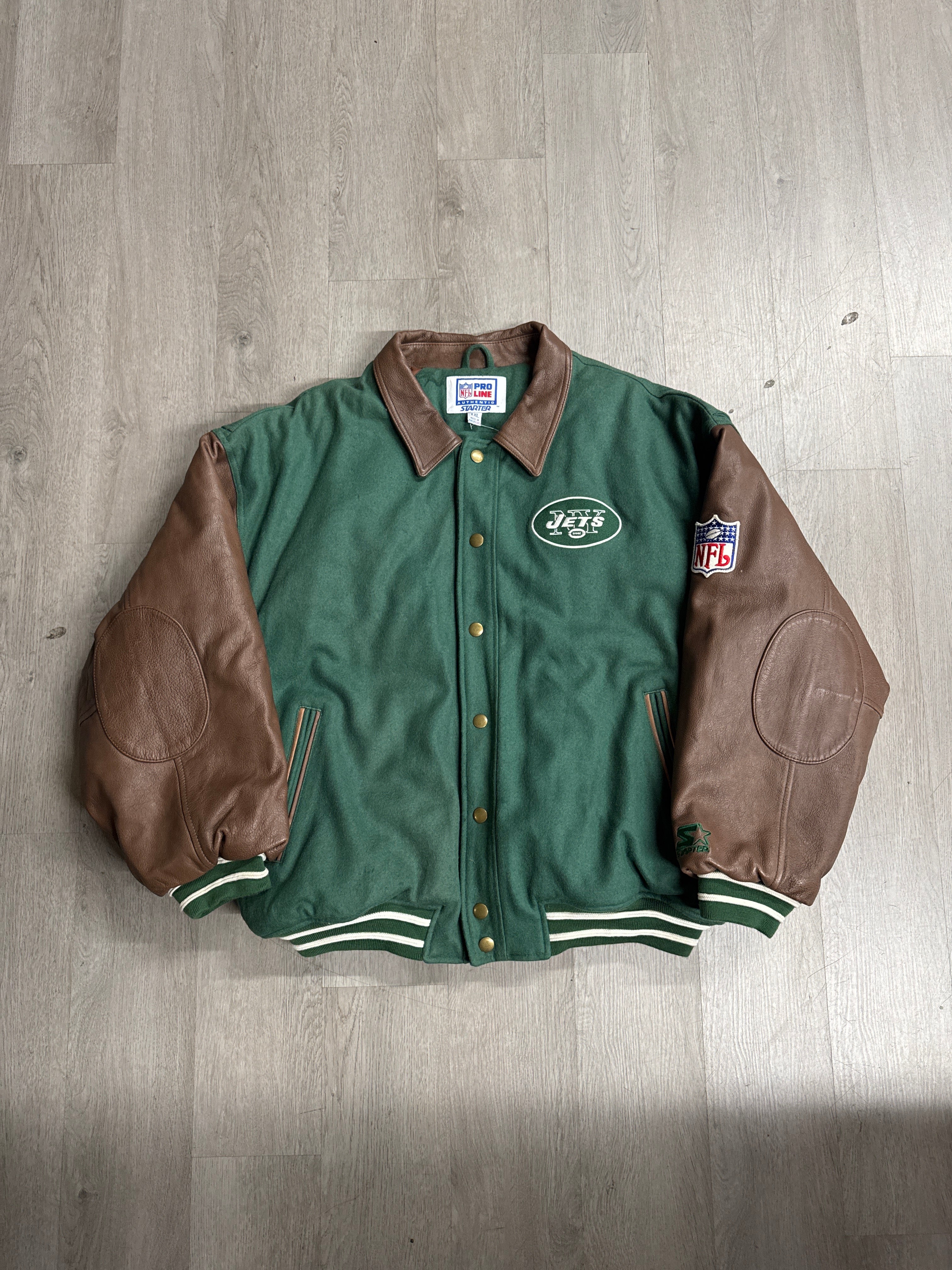 Vintage Starter New York Jets Leather Varsity Jacket