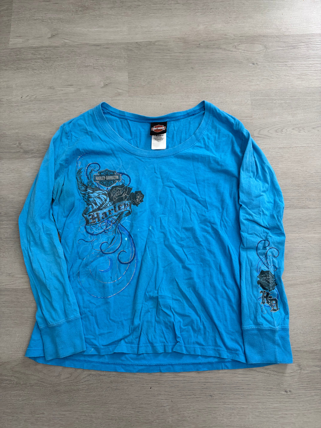 Women’s Y2K Blue Harley Davidson Greenville South Carolina Long Sleeve Tee