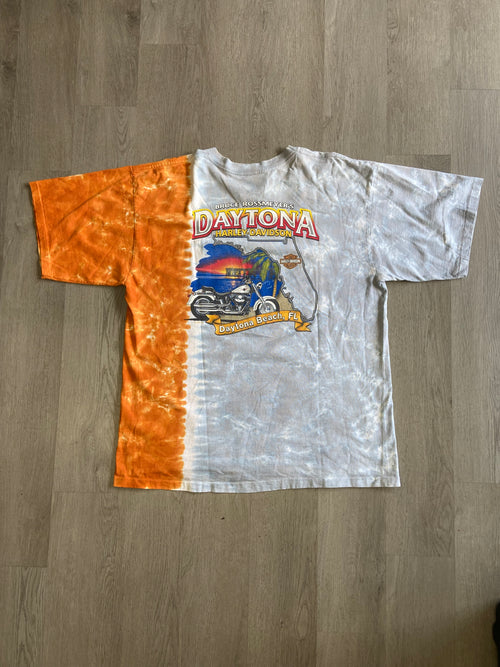 2003 Distressed Harley Davidson Orange Tie-Dye Tee