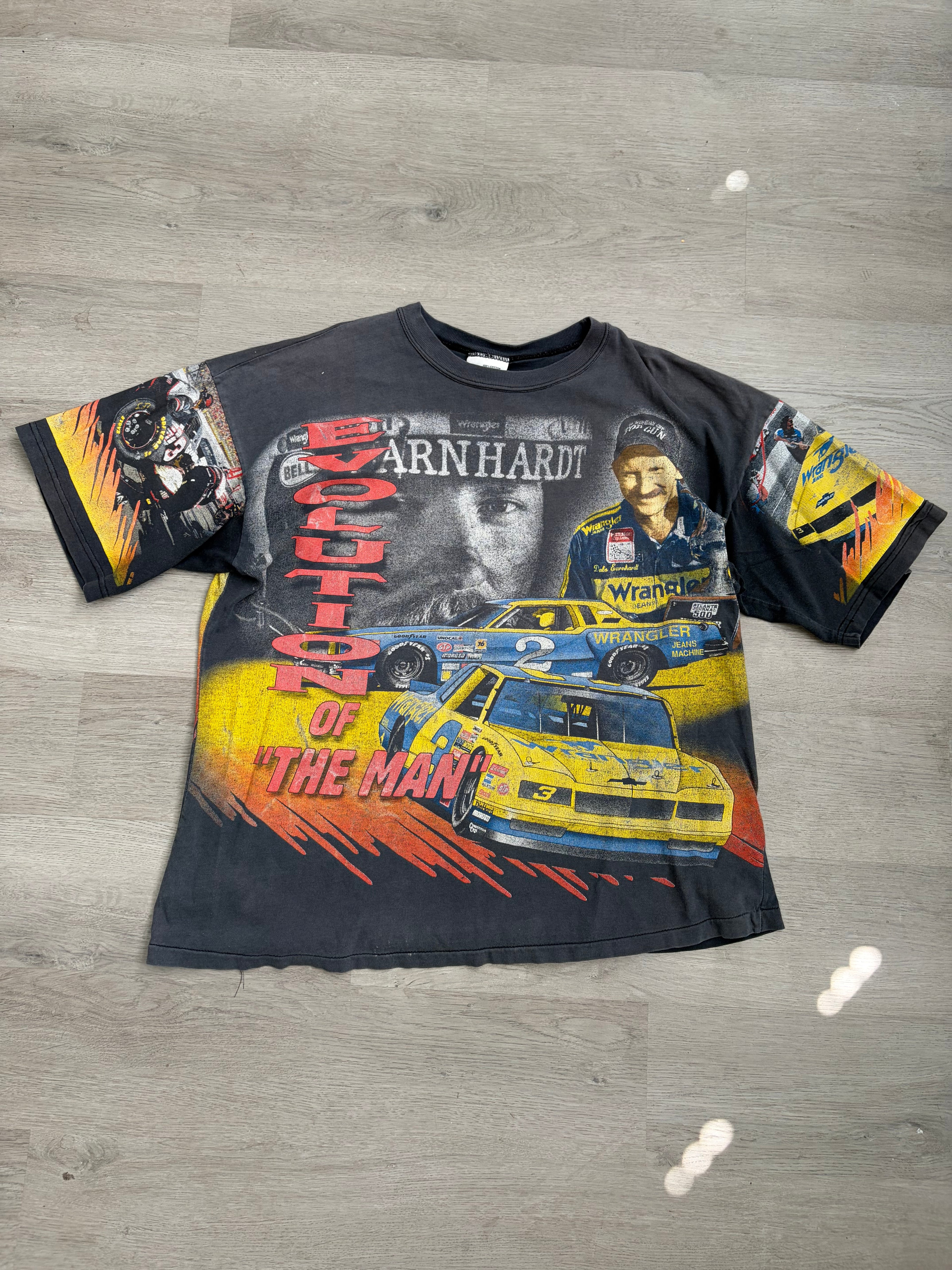 Vintage 90s Dale Earnhardt Evolution of the Man NASCAR All-Over Print Tee