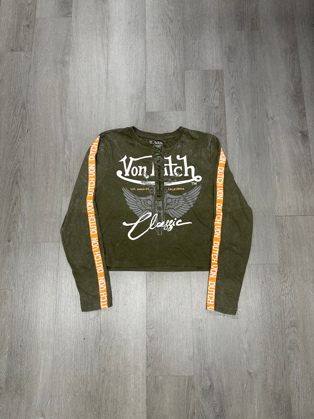 Women’s Von Dutch Washed Laced Up Longsleeve Tee