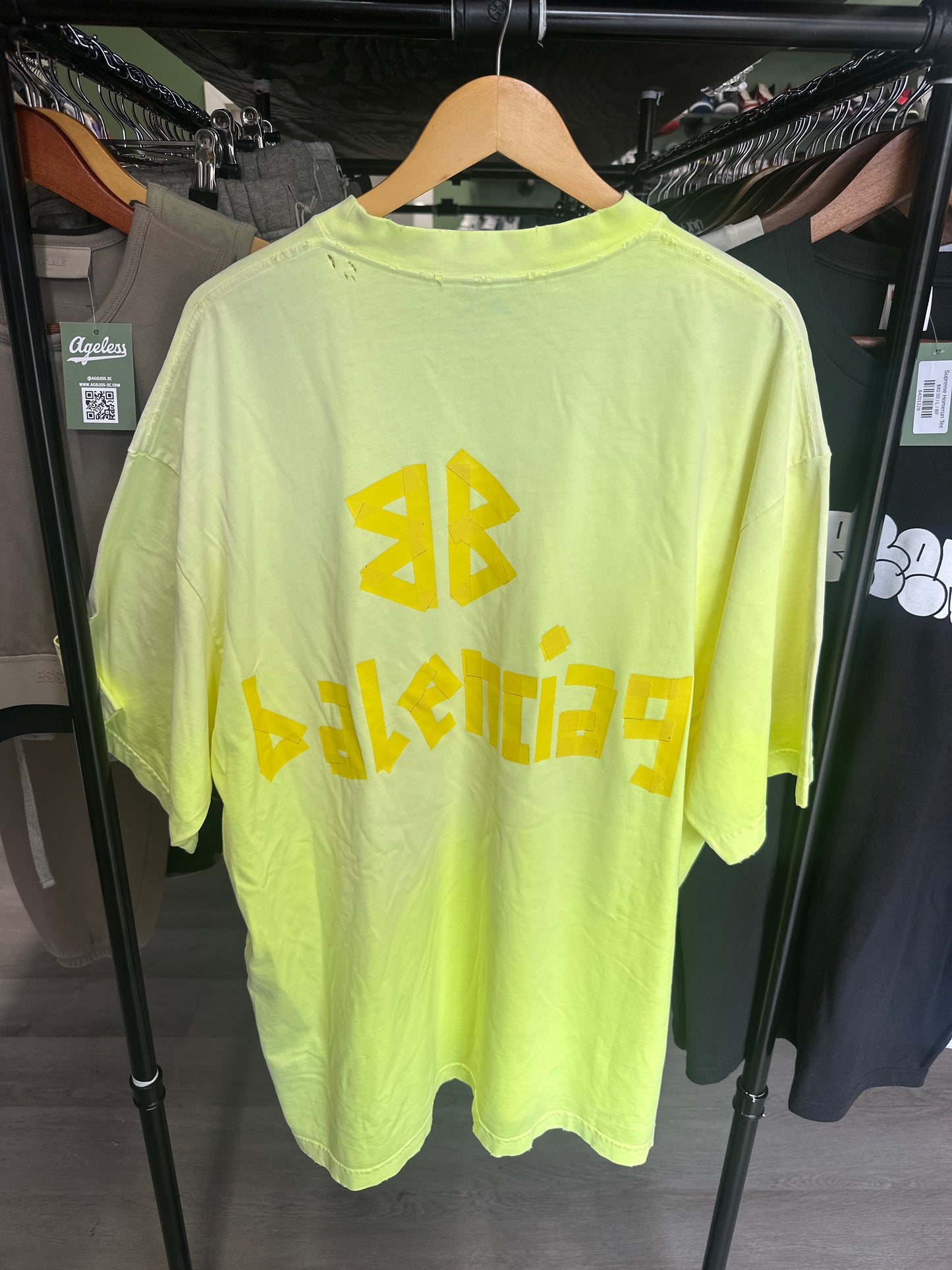 Balenciaga Fluo Yellow Masking Tape Tee