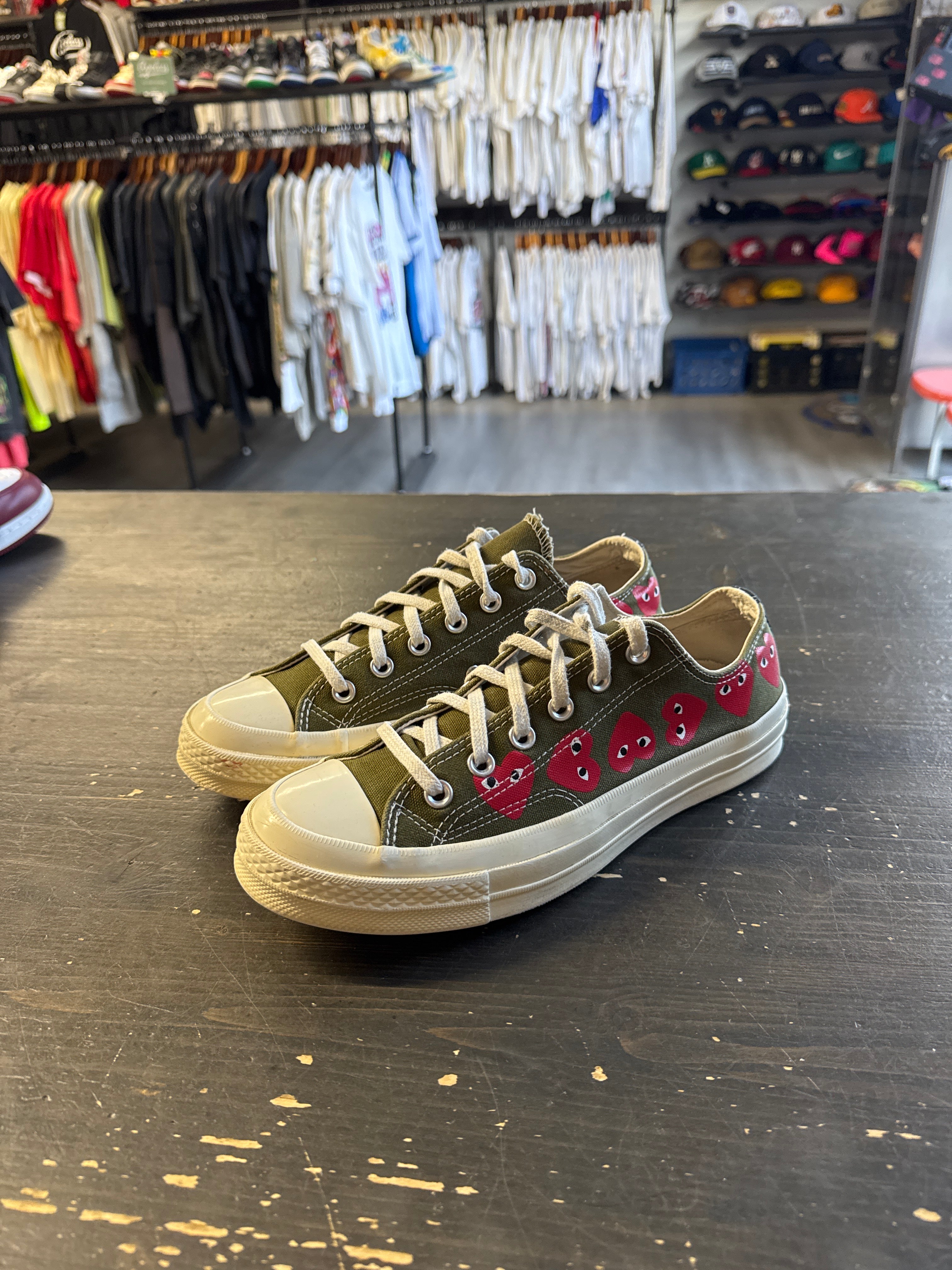 Pre-owned Converse Comme Des Garçon CDG Chuck Taylor All Star 70 Ox Multi Heart Green