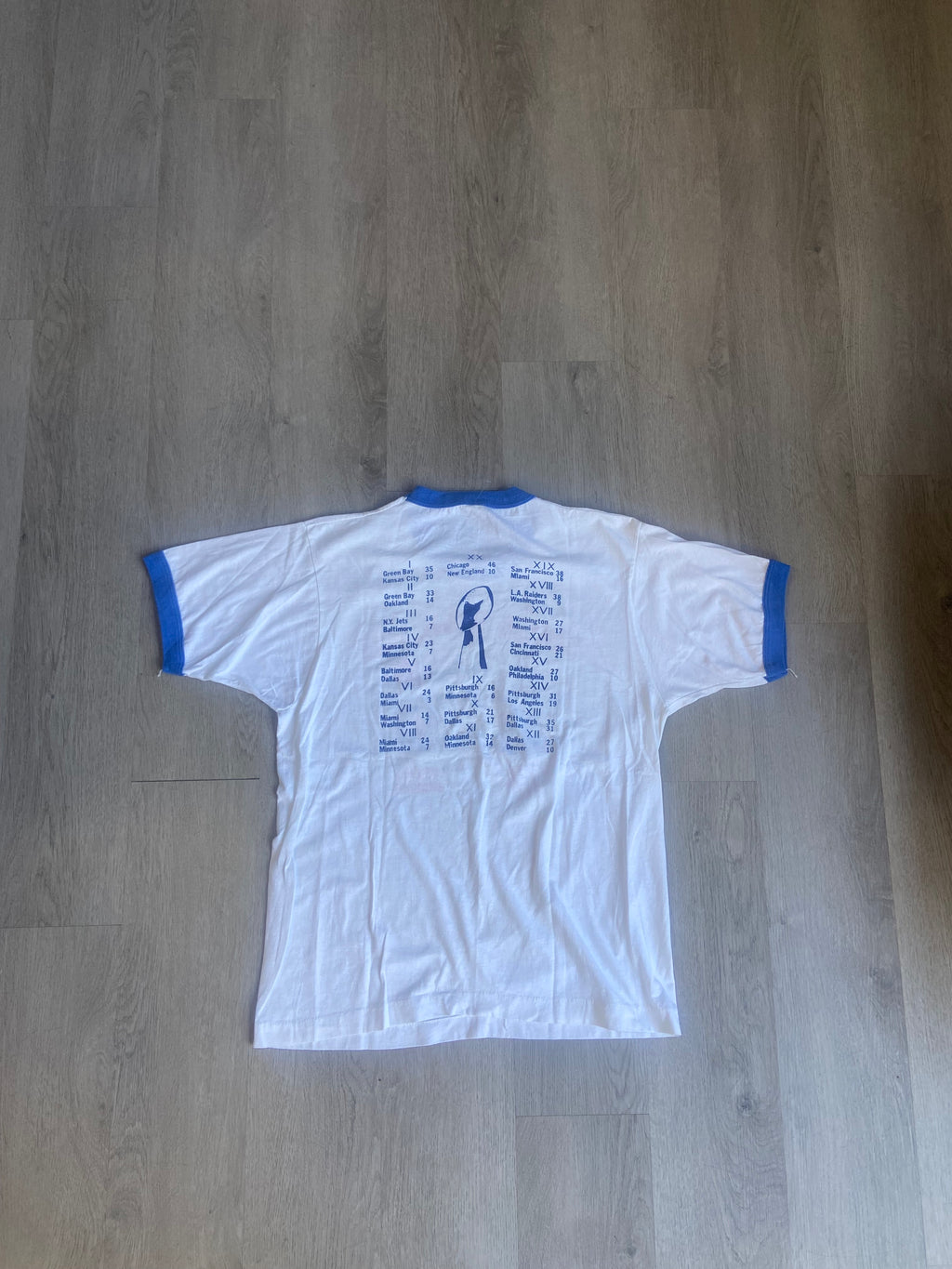 Vintage Super Bowl XXI Giants Vs Broncos Ringer Tee