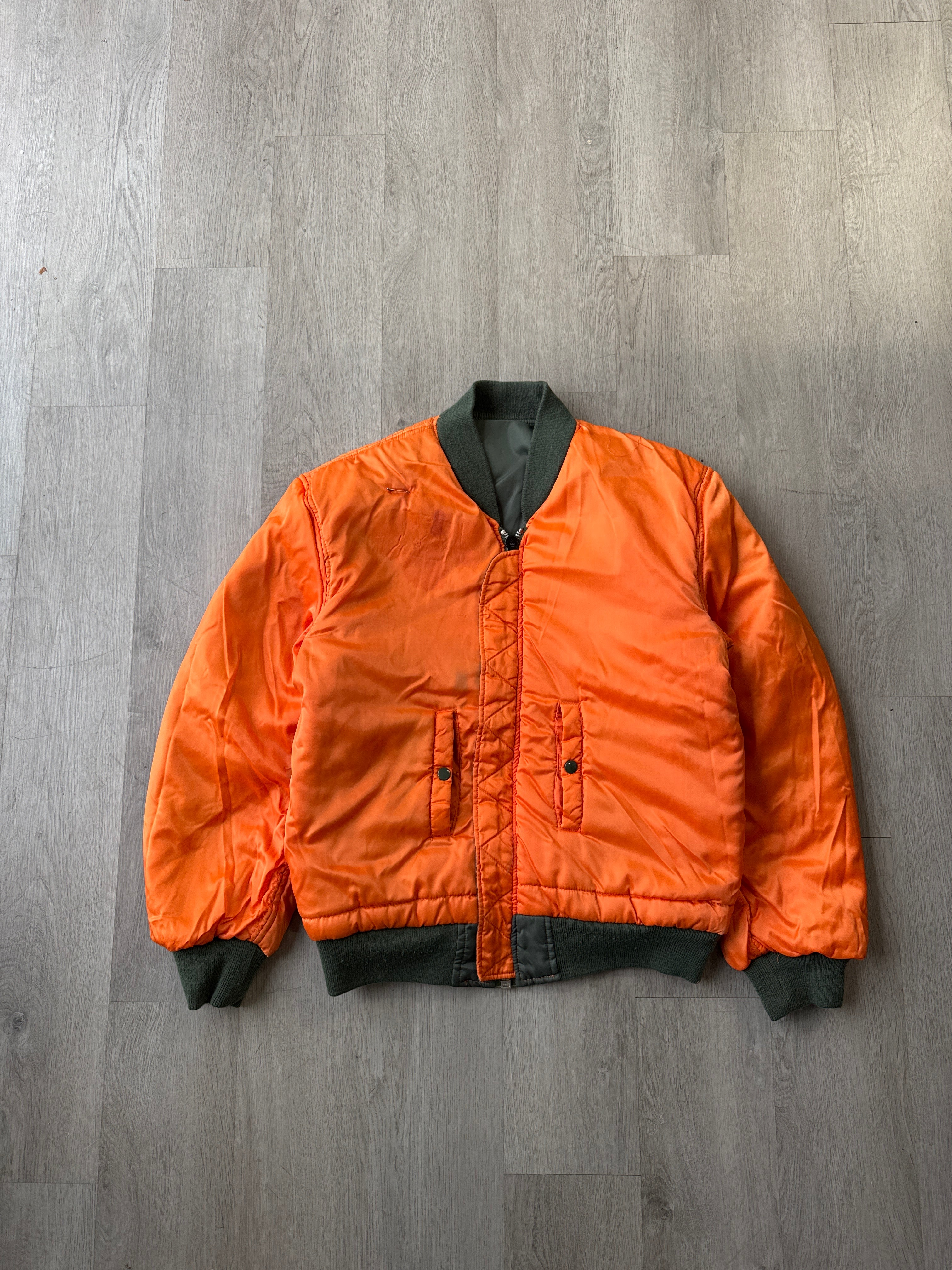 Vintage Military Flight Olive Green Reversible Bomber Jacket