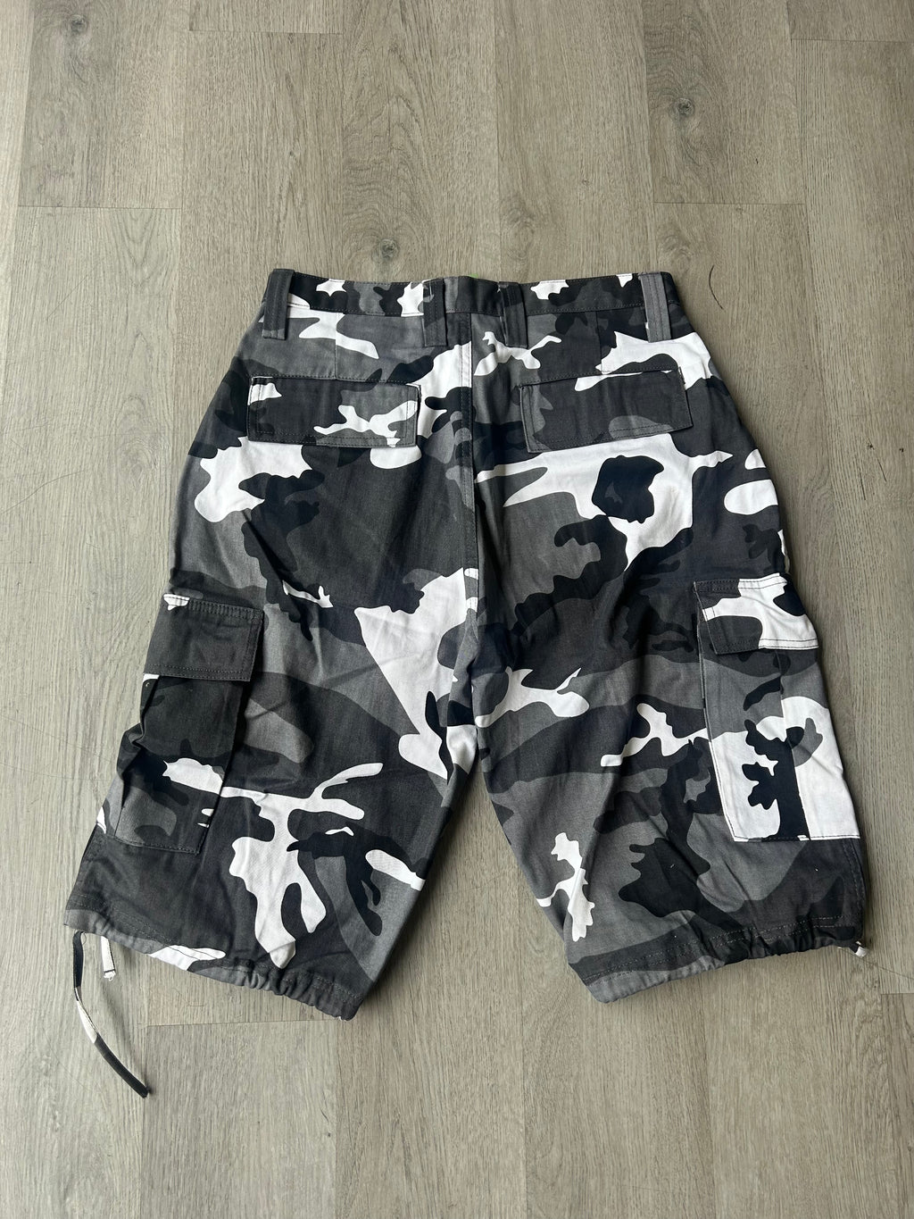 Black And White Camo Cargo Shorts