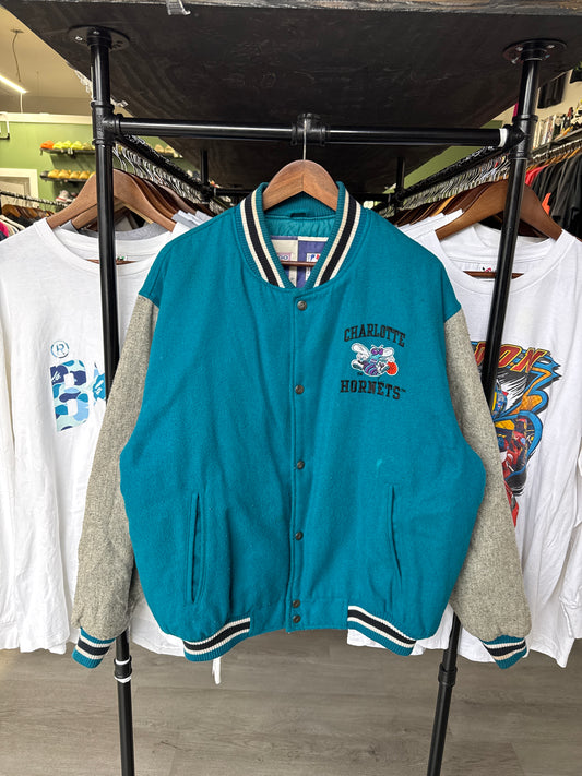 Vintage Logo 7 Charlotte Hornets Fleece Puffer Varisty Jacket