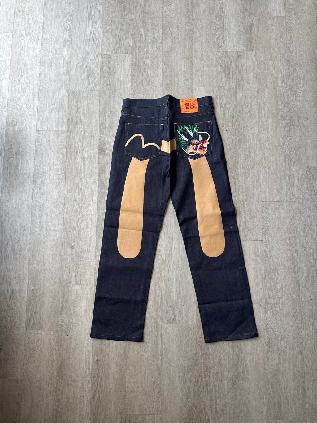 Evisu Japanese Tan Dragon Art Denim Jeans