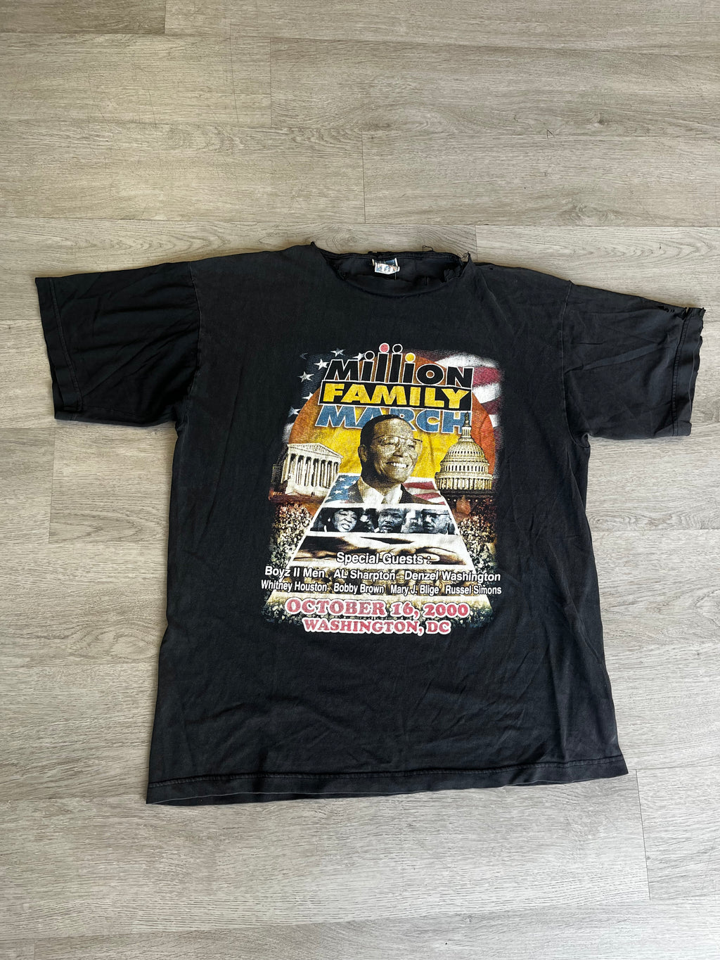 Vintage Destroyed Collar Million Family March Tee