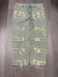 Y2K Wide Leg Distressed Light Blue Denim Jeans