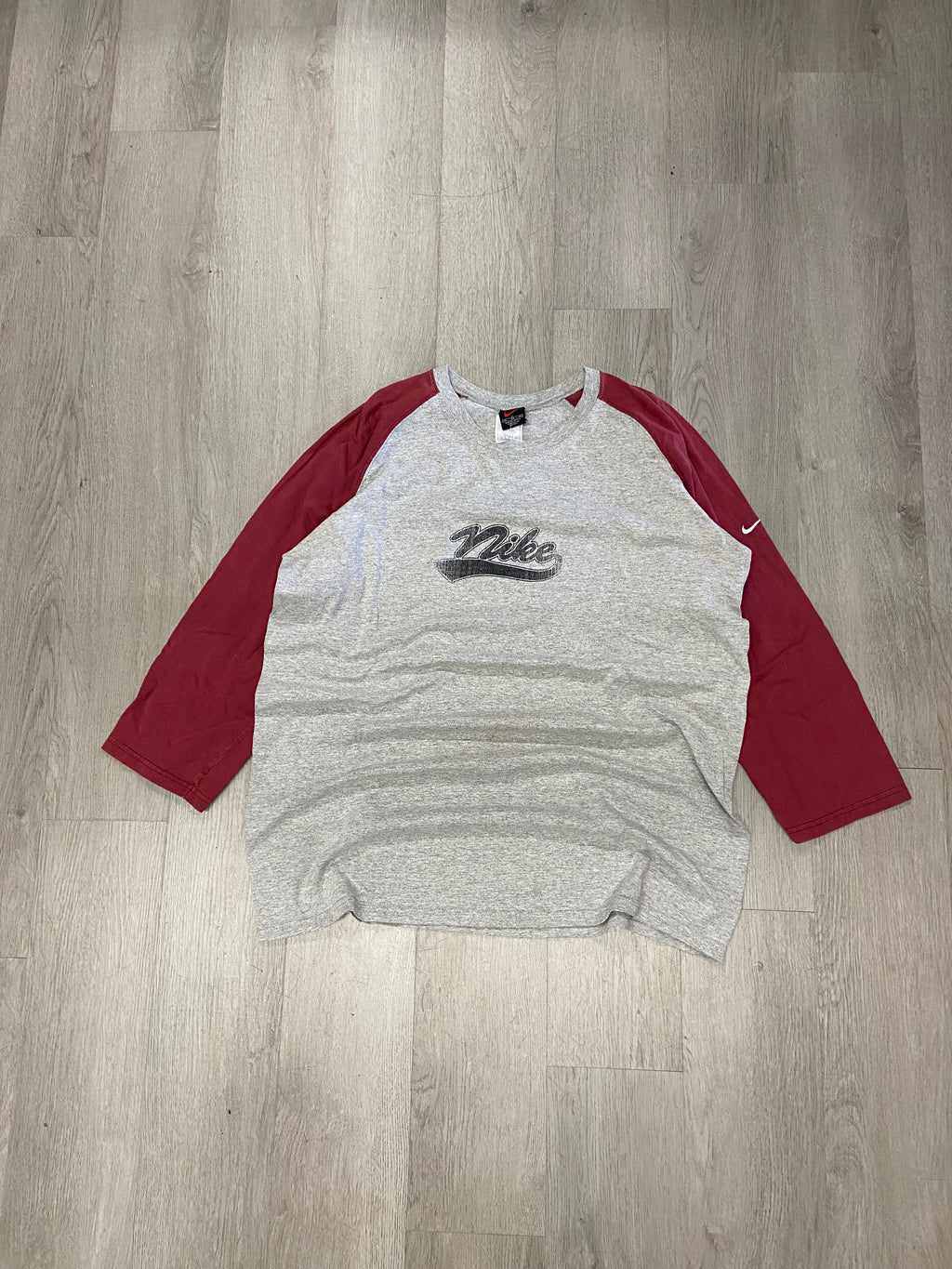 Vintage Grey Nike Maroon Raglan Baseball Sleeve Tee